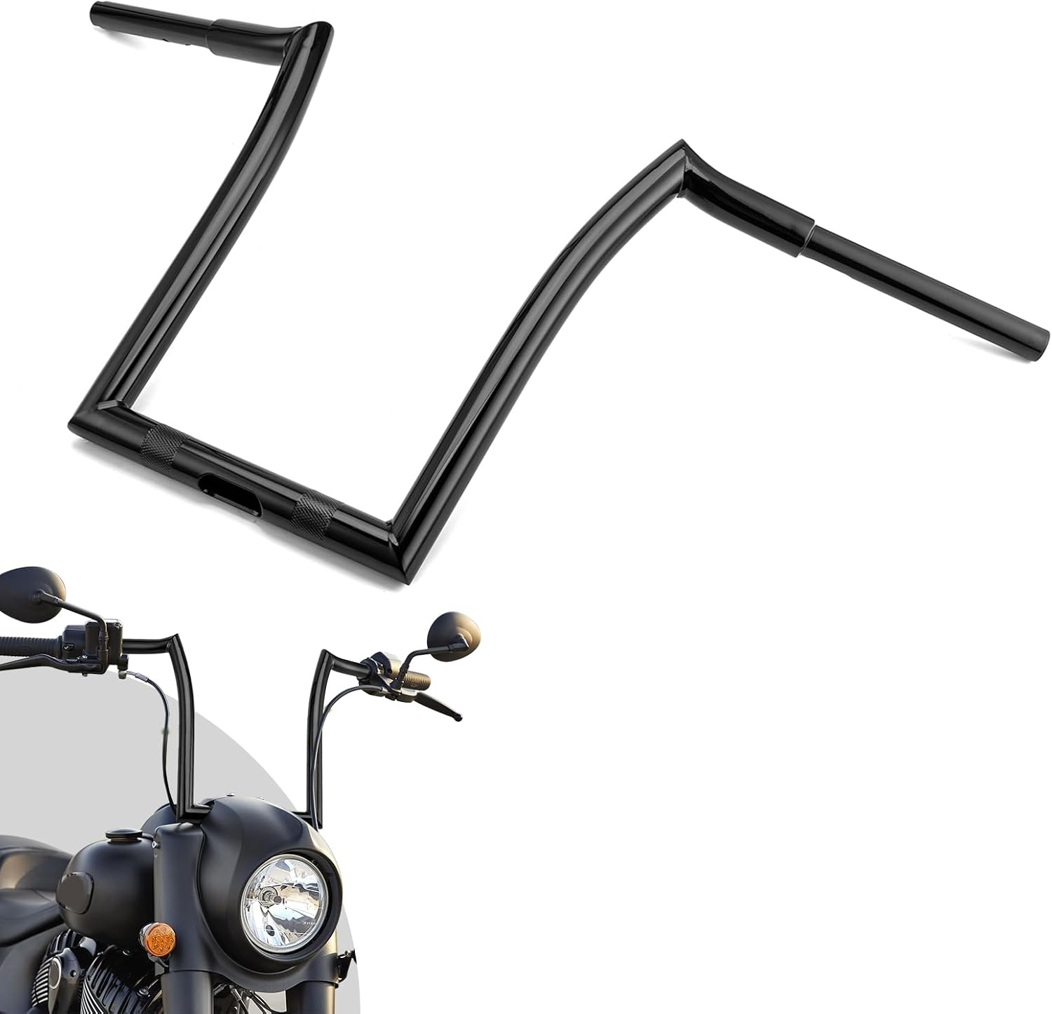 Wsays 14" Rise Ape Hanger Handlebar 1.25" Diameter Sharp Bar Compatible with Indian Springfield 2015-2025, Fit Chief 2018-2021, Gloss Black
