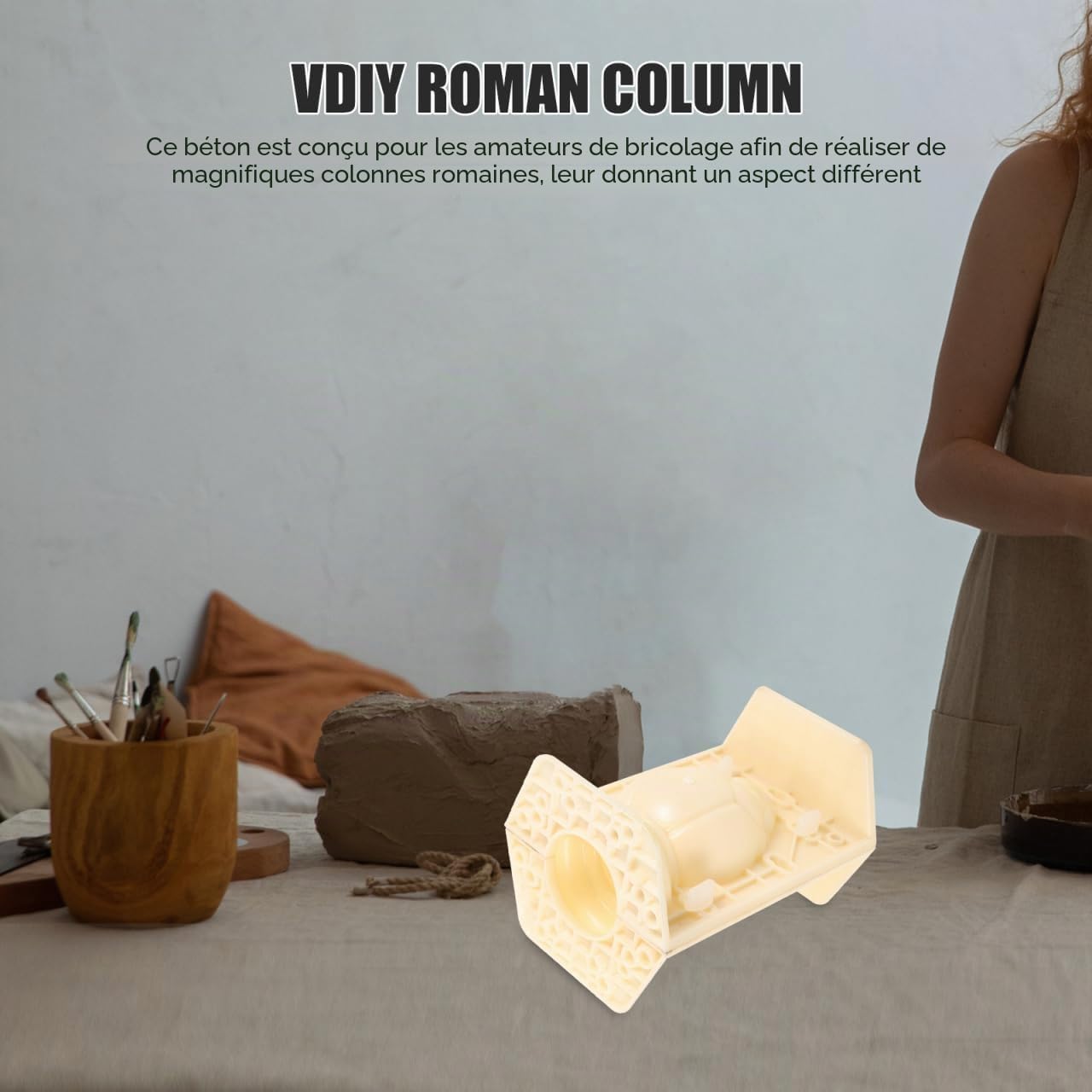 Housoutil Moule à Béton Soi-même pour Colonne Romaine Beige en Plastique Surface Lisse, Structure Simple, pour Villas et Parcs Couleur Aléatoire