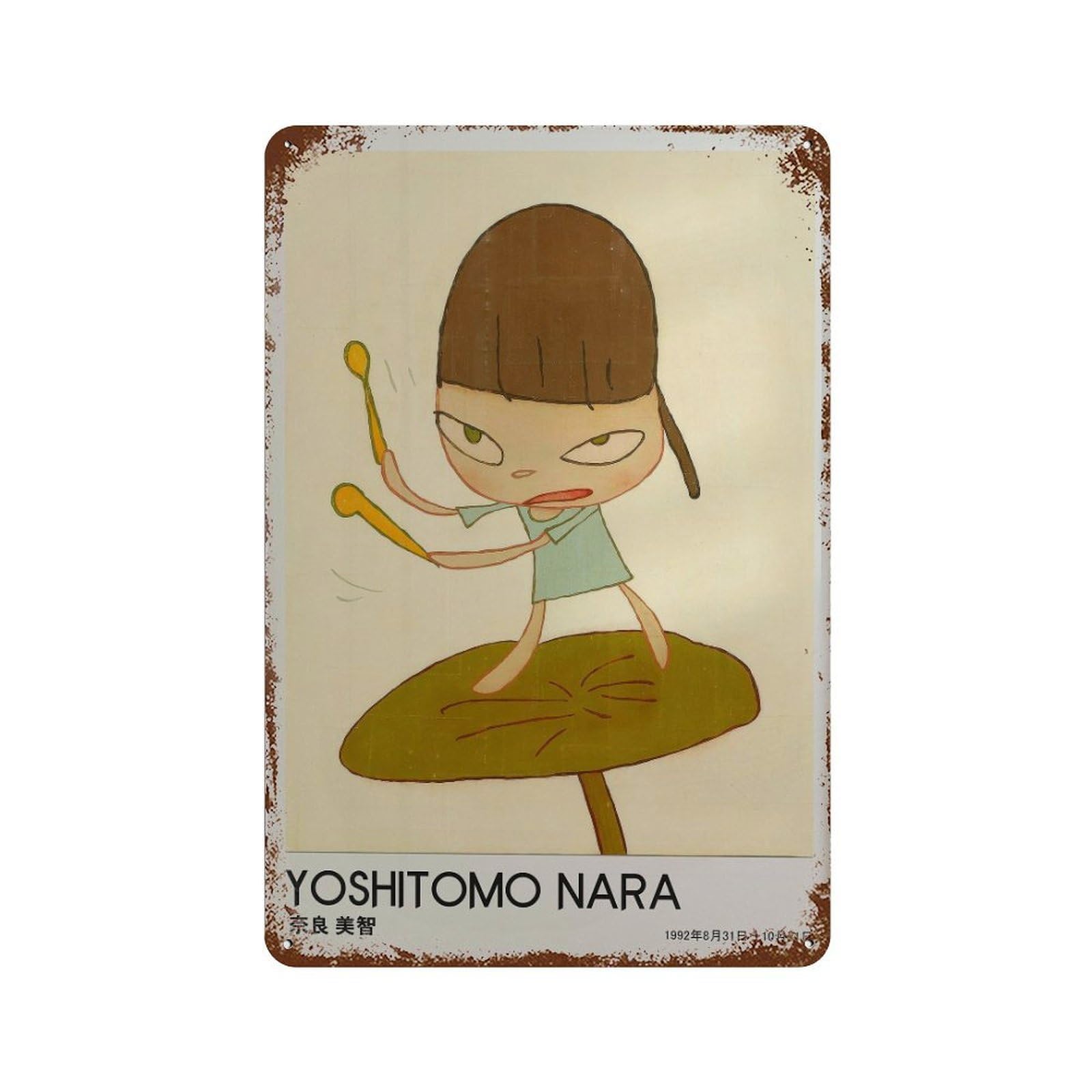 xiaoxiaoshen Girl Playing Drums. Yoshitomo Nara Contemporary Wall Decor Art Metal Tin Poster Modern Home Decor Art Home Bar Shop Decorations Vintage Sign 30x20cm