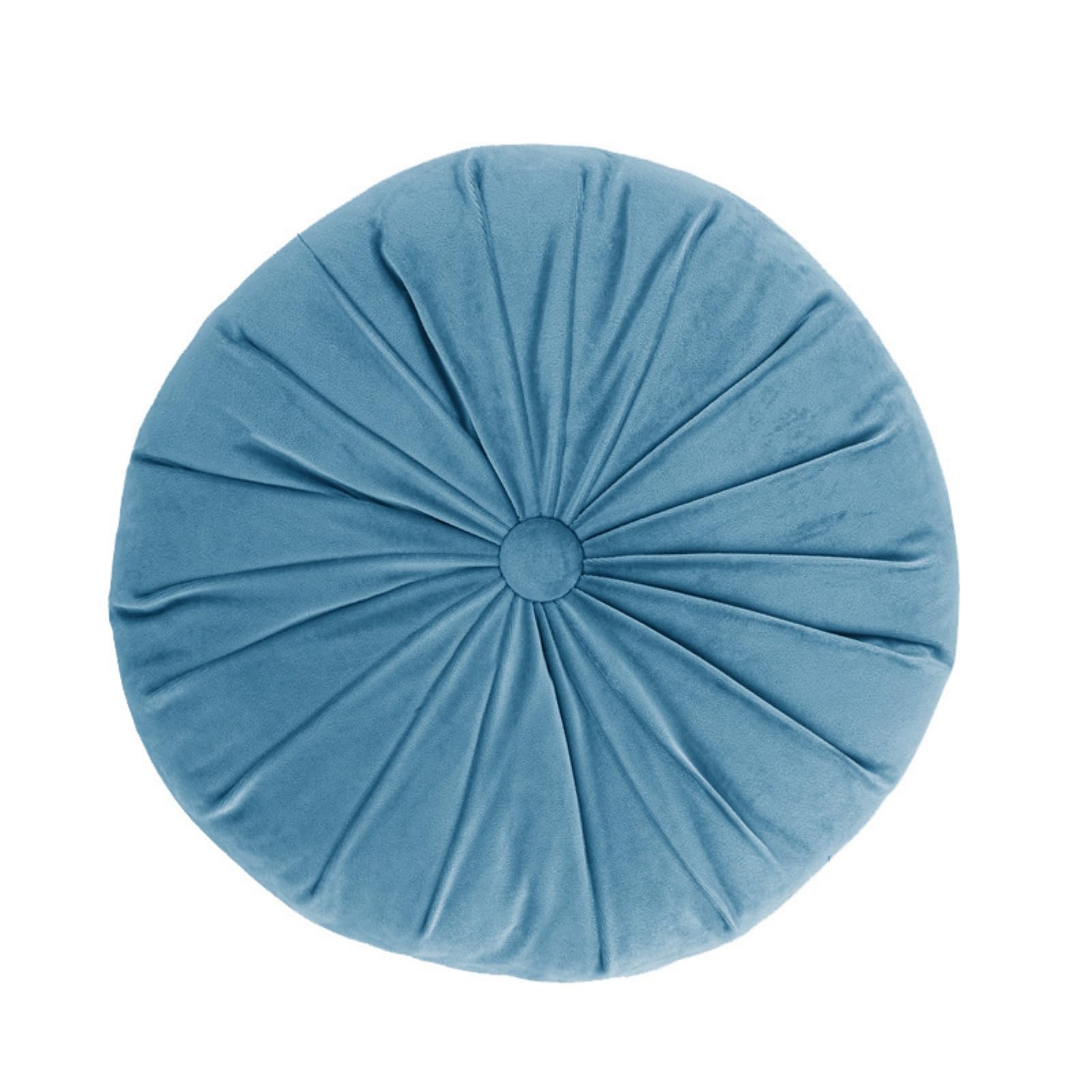 YB-FCJKPA Round Throw Pillow Pumpkin Pleated Meditation Pads Solid Color Home Decorative Floor Cushion for Sofa Chair Living Room Decoration (Blue)