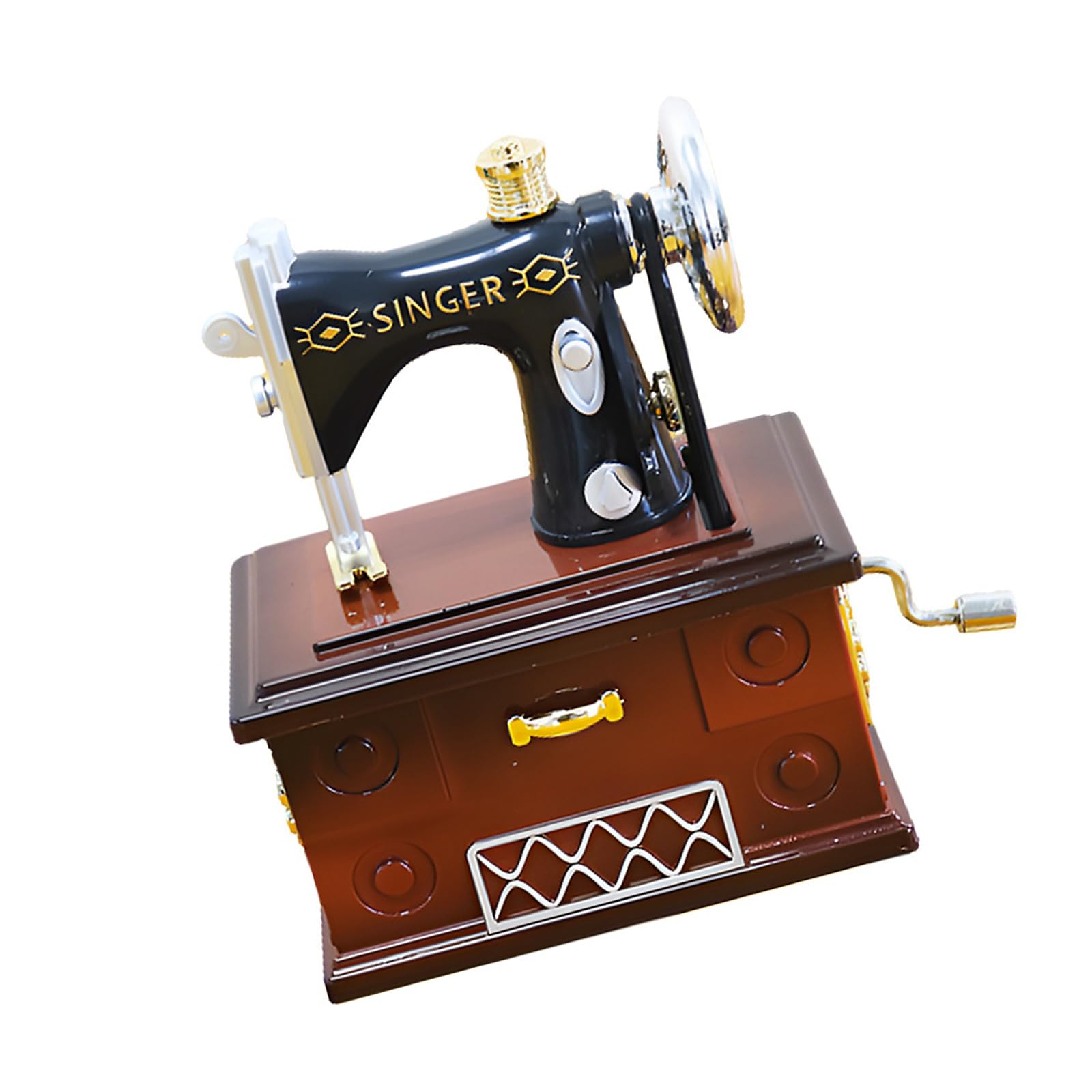 ZBIianxer Mechanism Sewing Machine Shape Music Box Gifts for Valentine Decor Hand Crank Sewing Machine Shape Music Box
