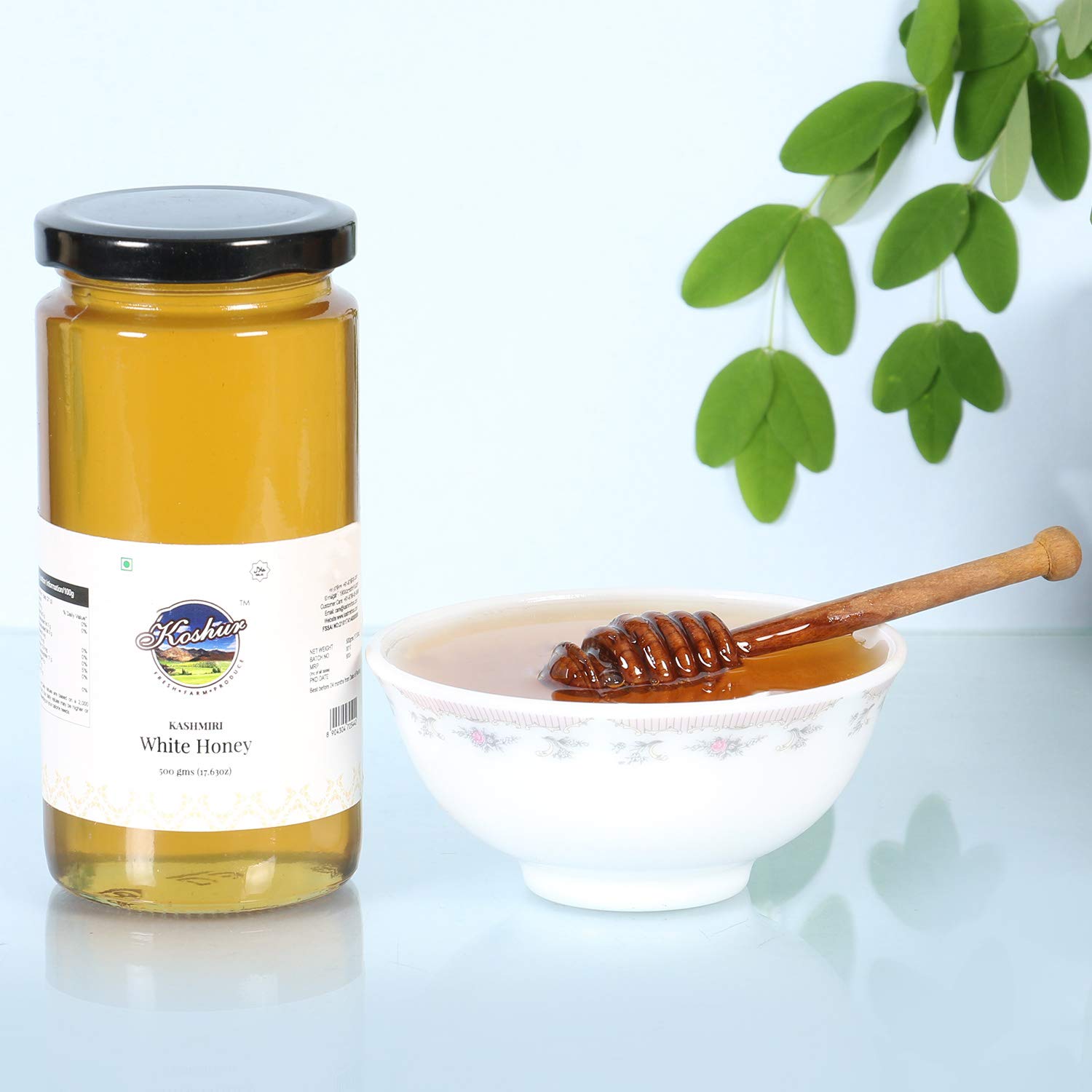 Koshur Kashmiri Acacia White Honey 500g (250g*2), Pure & Raw, Authentic Himalayan Honey, Rich in Nutrients, Natural Sweetener, Boosts Immunity,Organic, No Additives or Preservatives