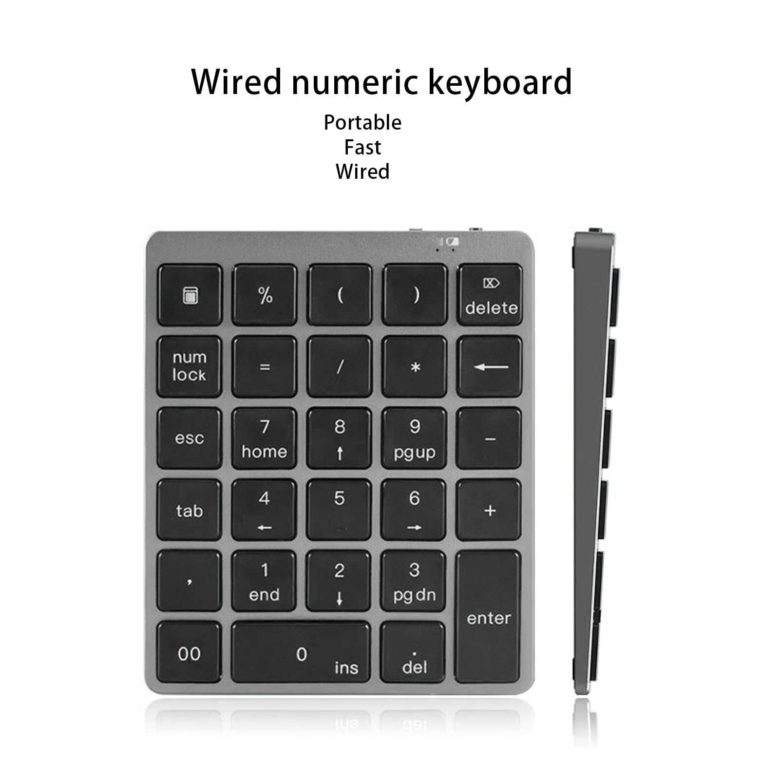 Bezprzewodowe Podkładki Numeryczne, Klawiatura Numeryczna USB Bluetooth, 28 Klawiszy Przenośna Mini księgowość Finansowa Ładowalna Klawiatura Numeryczna do Laptopa, Komputera (Ciemny szary)