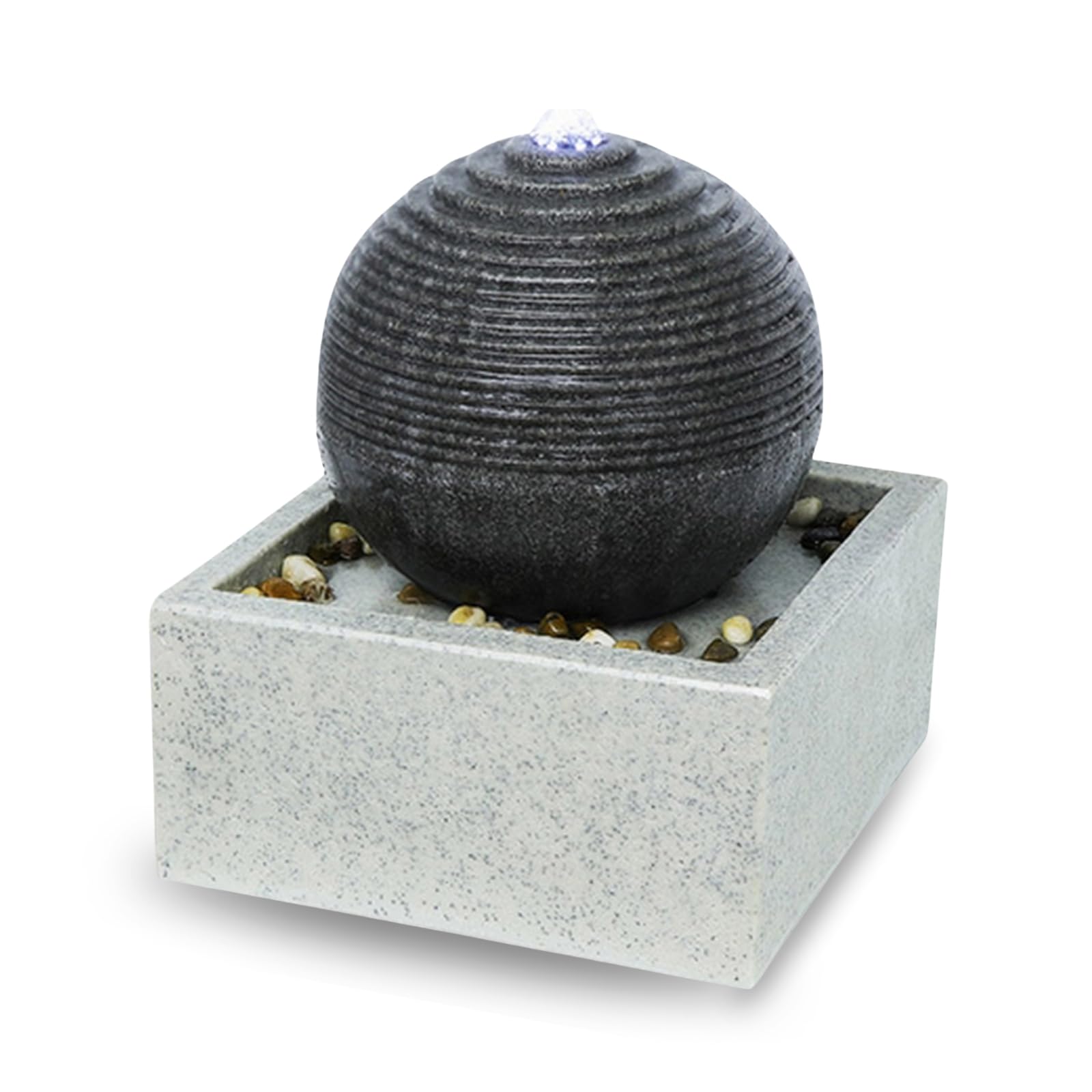 Zen Light Bonny Modern Indoor and Outdoor Fountain White LED, Relaxing Table Decoration, Gift Idea for Special Occasions, Height 34 x 30 x 30 cm