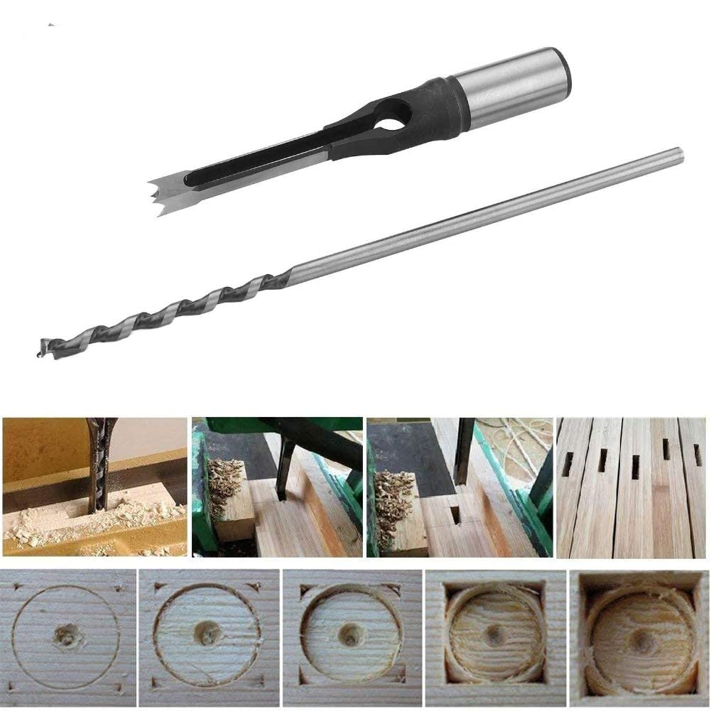 Auniwaig 5/16" Square Hole Drill Bits for Wood, Bearing Steel 8mm Chisel Drill Bits for Woodworking Mortise Machine