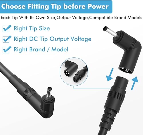 Miniatura 3 de Cargador para portátil Asus cargador universal de repuesto, VivoBook 15, cable de alimentación ZenBook Chromebook con 5 puntas