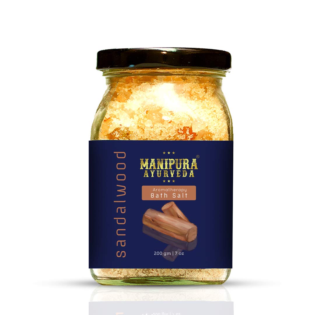 MANIPURA AYURVEDA Sandal Bath Salt with Epsom salt and Essential oils, 200 gm