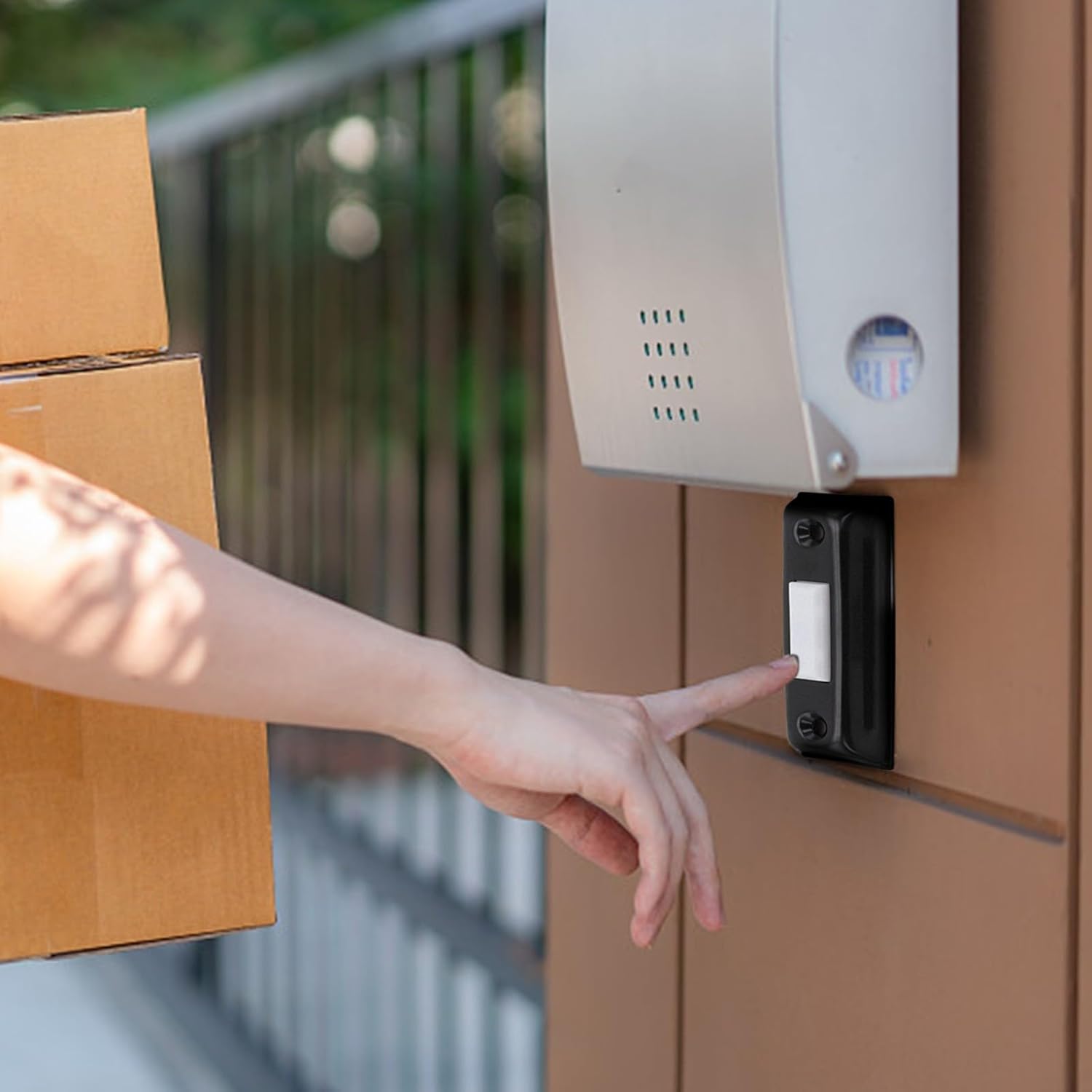 Lighted Wired Doorbell Button, Iron Wall Push Button with LED Home Entry, DC 12-24V, Black, 2.75 Inch Classic Outdoor Replacement Switch