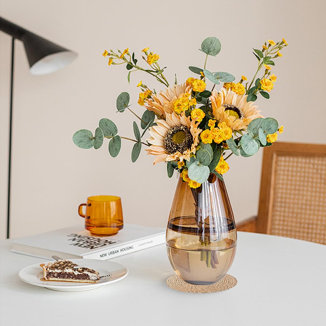 Posavasos Redondos de Hierba Tejida Antideslizante 12cm - 6 Piezas para Tazas y Velas