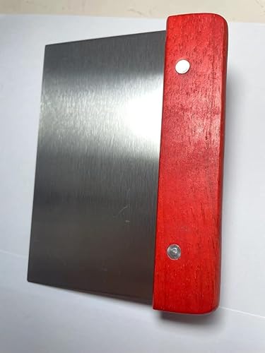 Miniatura 5 de Cumuiu Cortador de banco de masa de 6 x 4 pulgadas, raspador de masa y cortador de acero inoxidable con mango de madera, paquete de 2 (2 unidades)