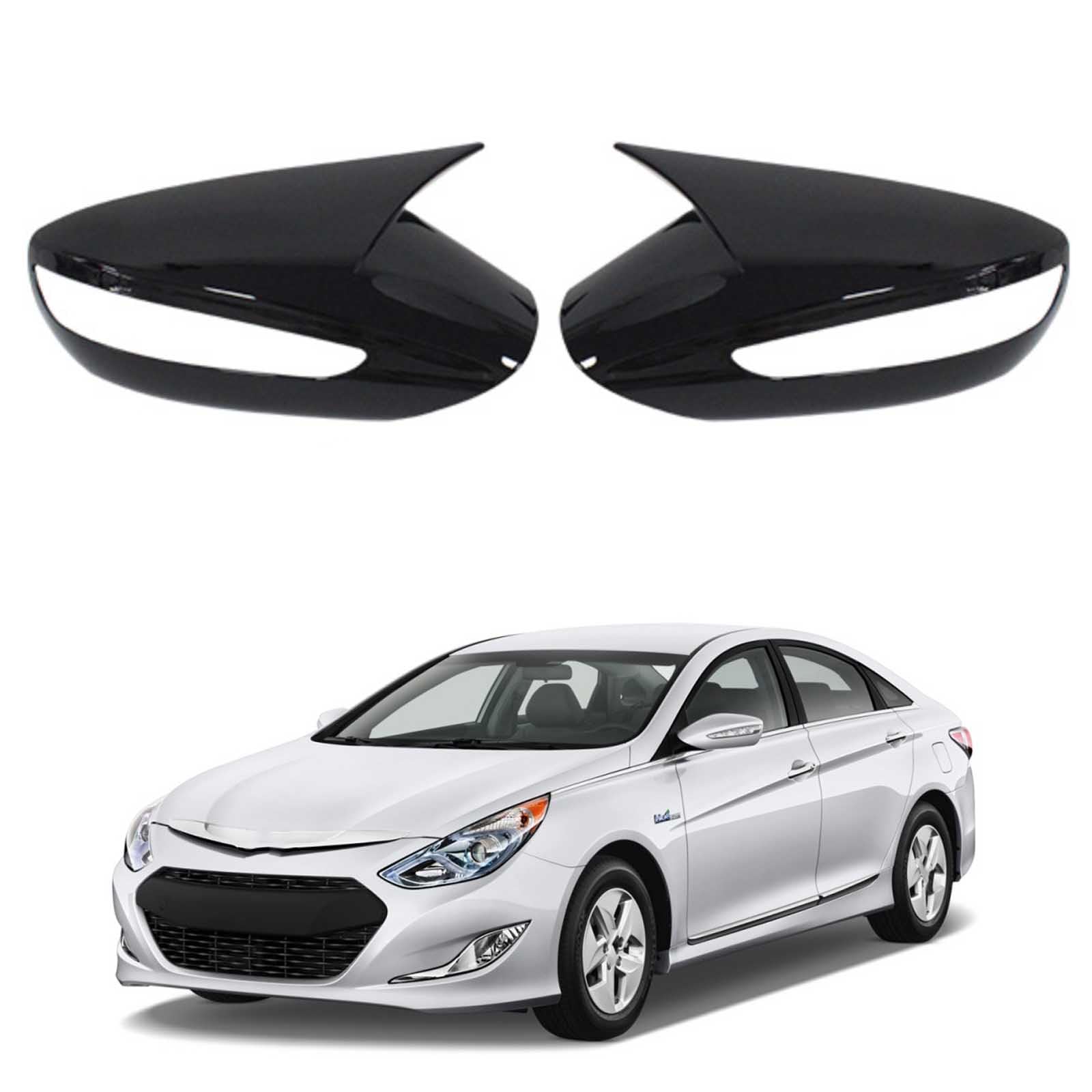PAPEP Door Mirror Cover Caps for Hyundai Sonata 2011-2015, Left Right Side Wing Rearview Mirror Cover Lid 2 Pieces Exterior Styling Accessory,Glossy black