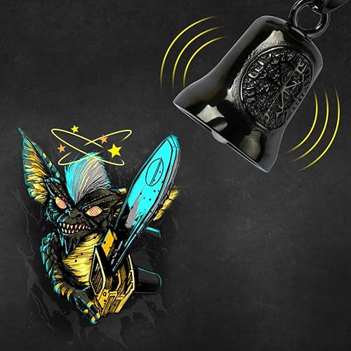 Miniatura 2 de Gremlin Campanas para motocicletas llavero de ángel de campana de motocicleta nórdico Vikingo Vegvisir con llavero  Accesorio de ciclismo para la