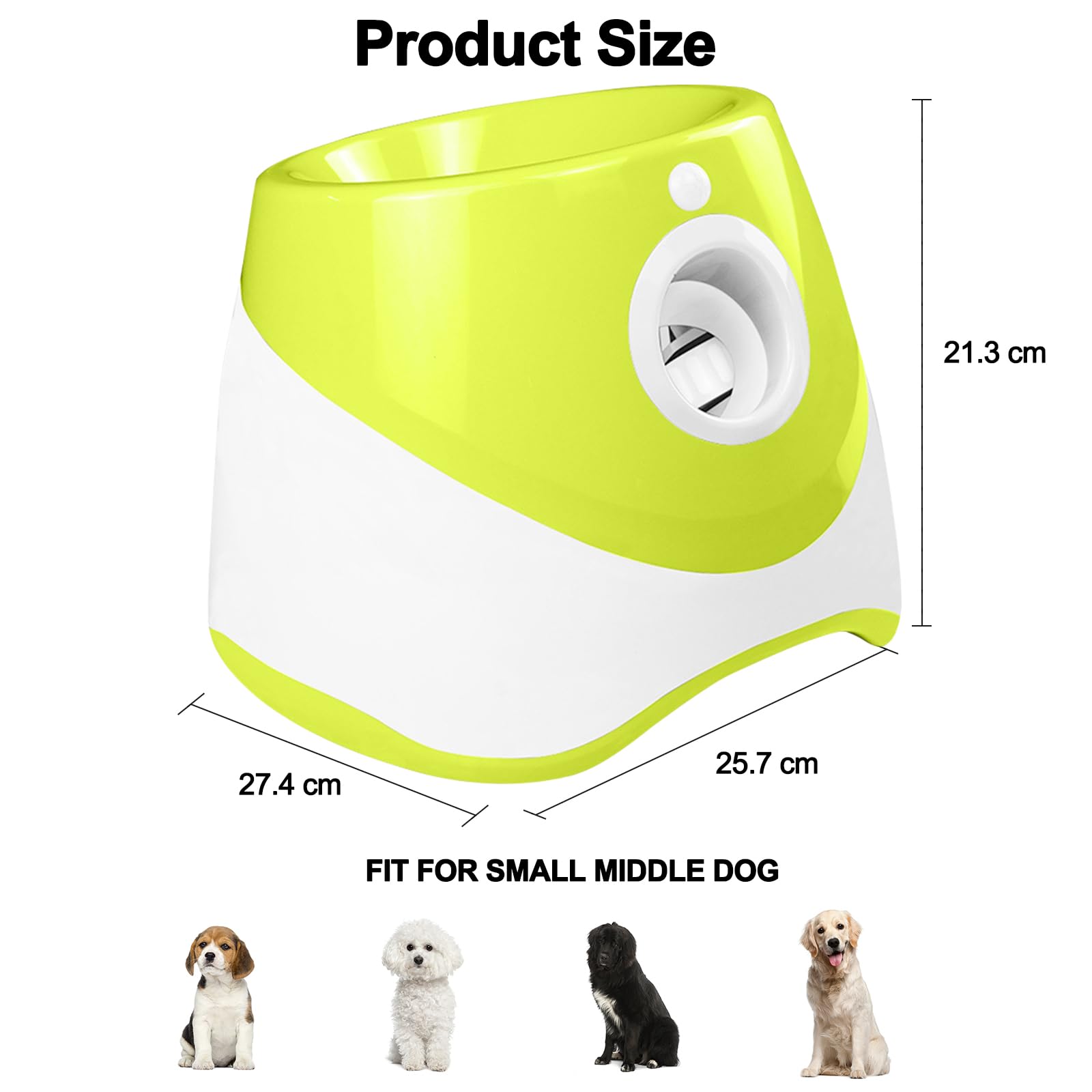 Galatée Lanzador Automático De Pelota, Pequeño Lanzador De Bolas Interactivo, Lanzacohadera Automática para Perros, Lanza De Pelota para Perros con 6 Mini Pelotas De Tenis(Verde Claro)