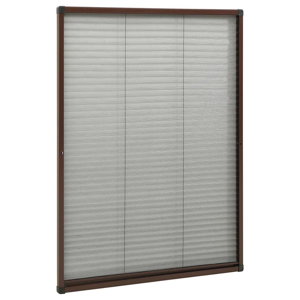 Plissee Fenster Aluminium Braun 80x120 cm, fliegengitter mückenschutz fensternetz für dachfenster, luftdurchlässig mit rahmen für terrasse balkon