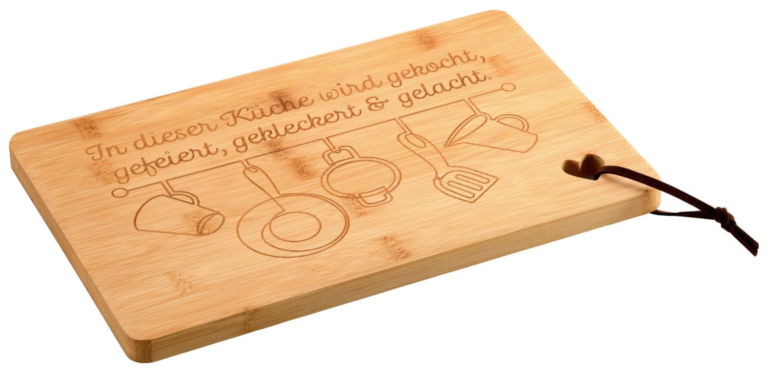 KESPER 58391 Chopping Board with Heart Design Kitchen 31.5 x 20.5 cm Bamboo/Serving Board