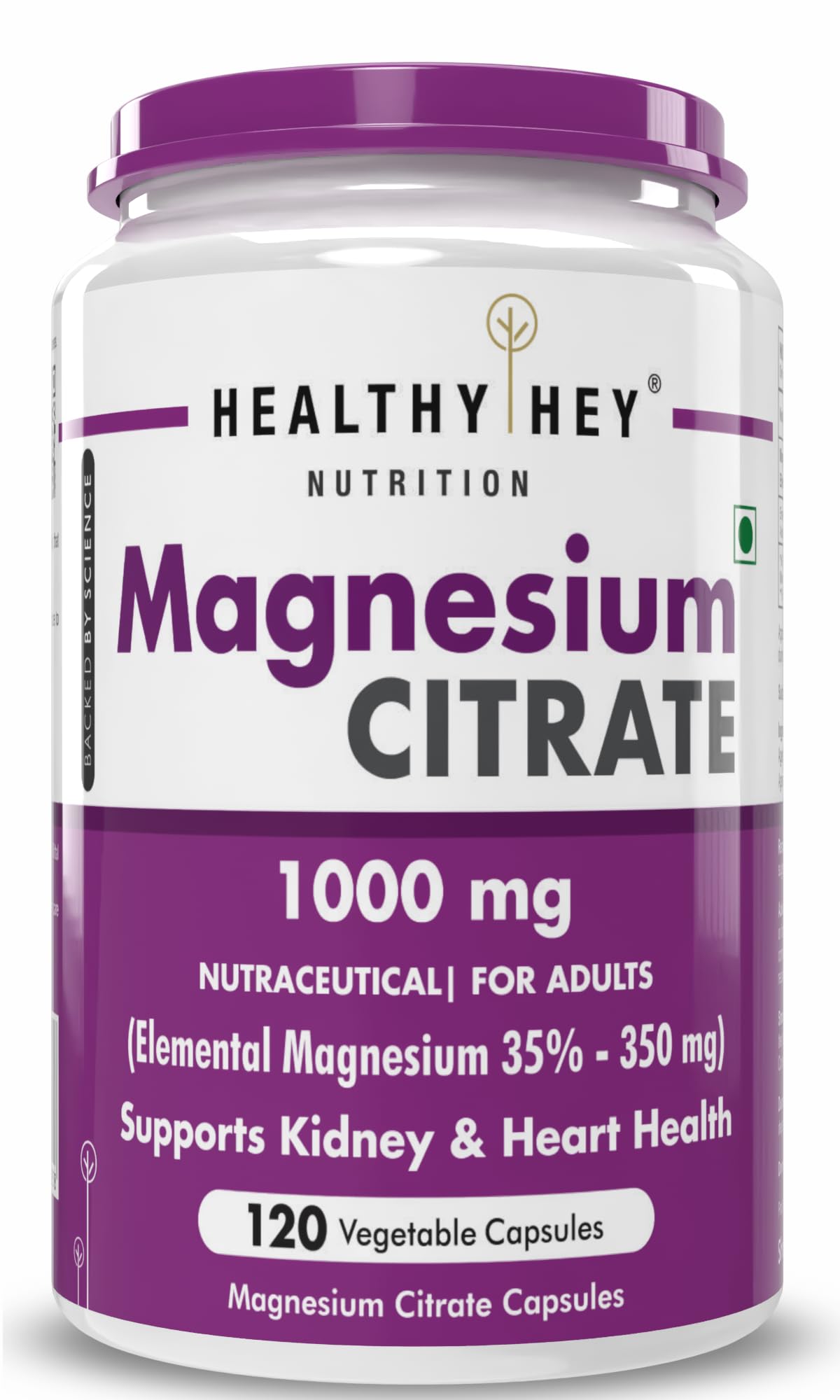 HealthyHey Nutrition Magnesium Citrate-120 Vegetable Capsules