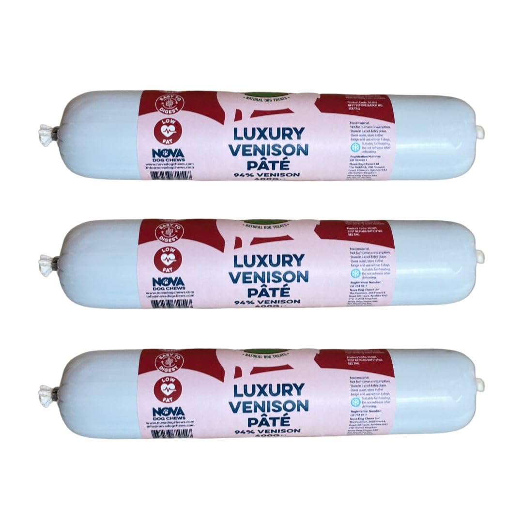 Paddock Farm - Dog Food Venison Pate Tube Pack Of 3x 400g. Single Protein Wet Dog Food Pate For Dogs With Natural Ingredients & High Meat Content. Treat Pet Food For Adult Dogs