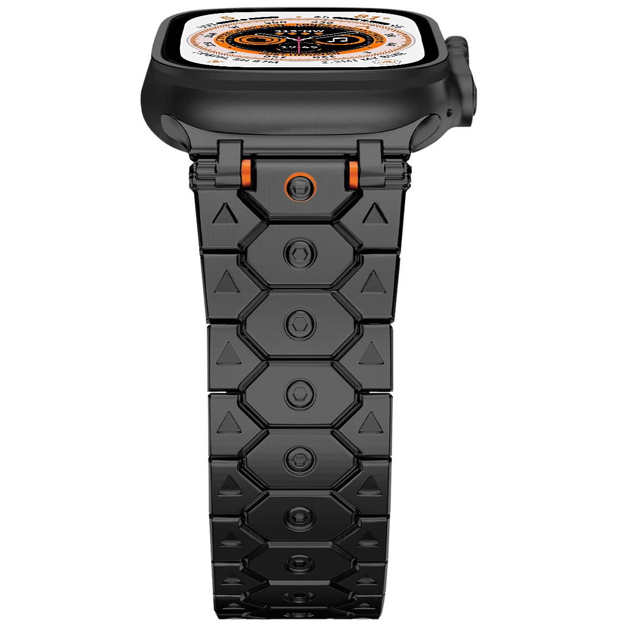 DEALELE Bracelet compatible avec Apple Watch 49 mm, 46 mm, 42 mm, 45 mm, 41 mm, 44 mm, 40 mm, 38 mm, style mécanique en titane et acier inoxydable, bracelet de rechange pour iWatch Series 10/9/8/7/6/5