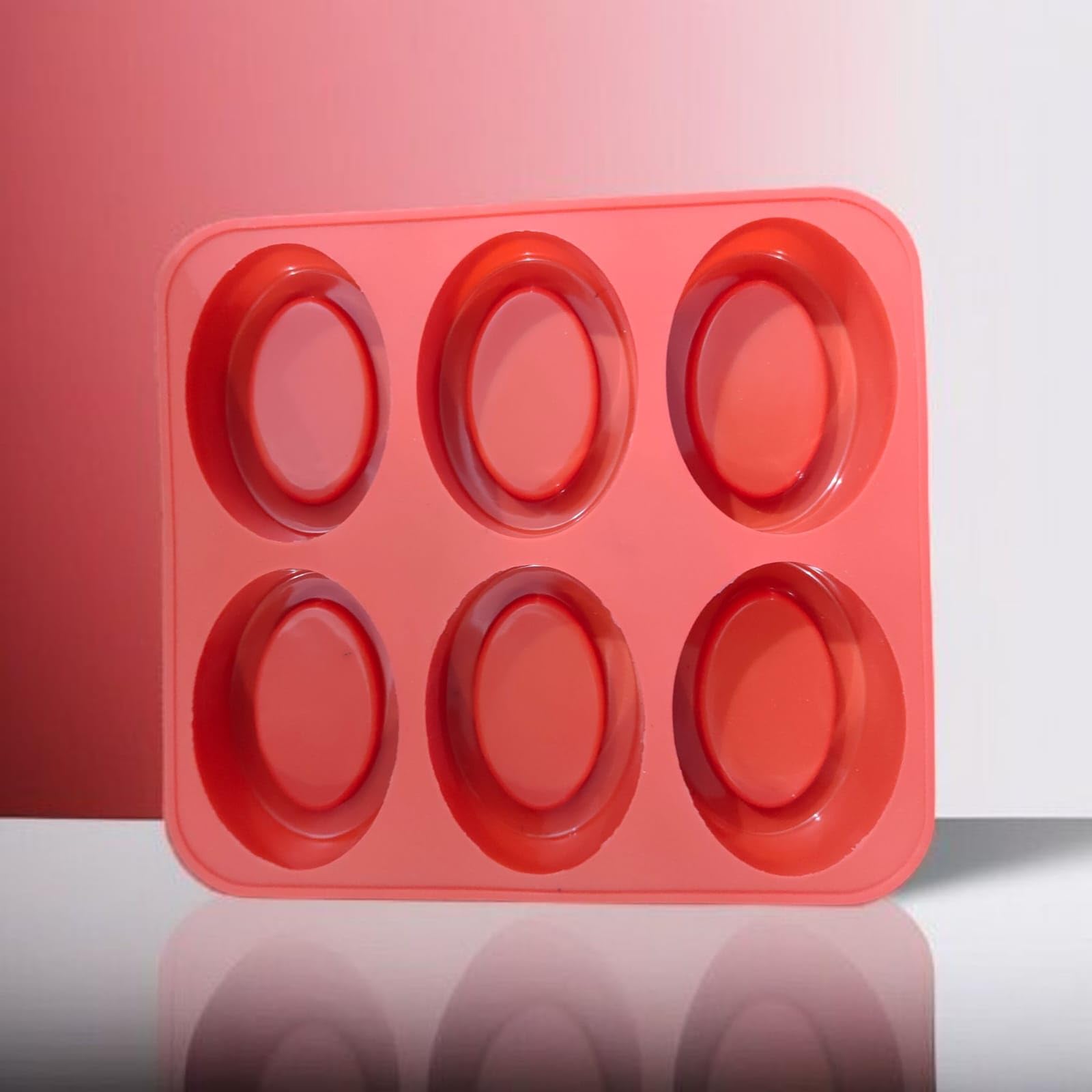Silicone Soap Mould, 6 Cavity Ring Oval Shaped, Grid Design, 15 x 8 x 3 cm, Pack of 1-picture-11