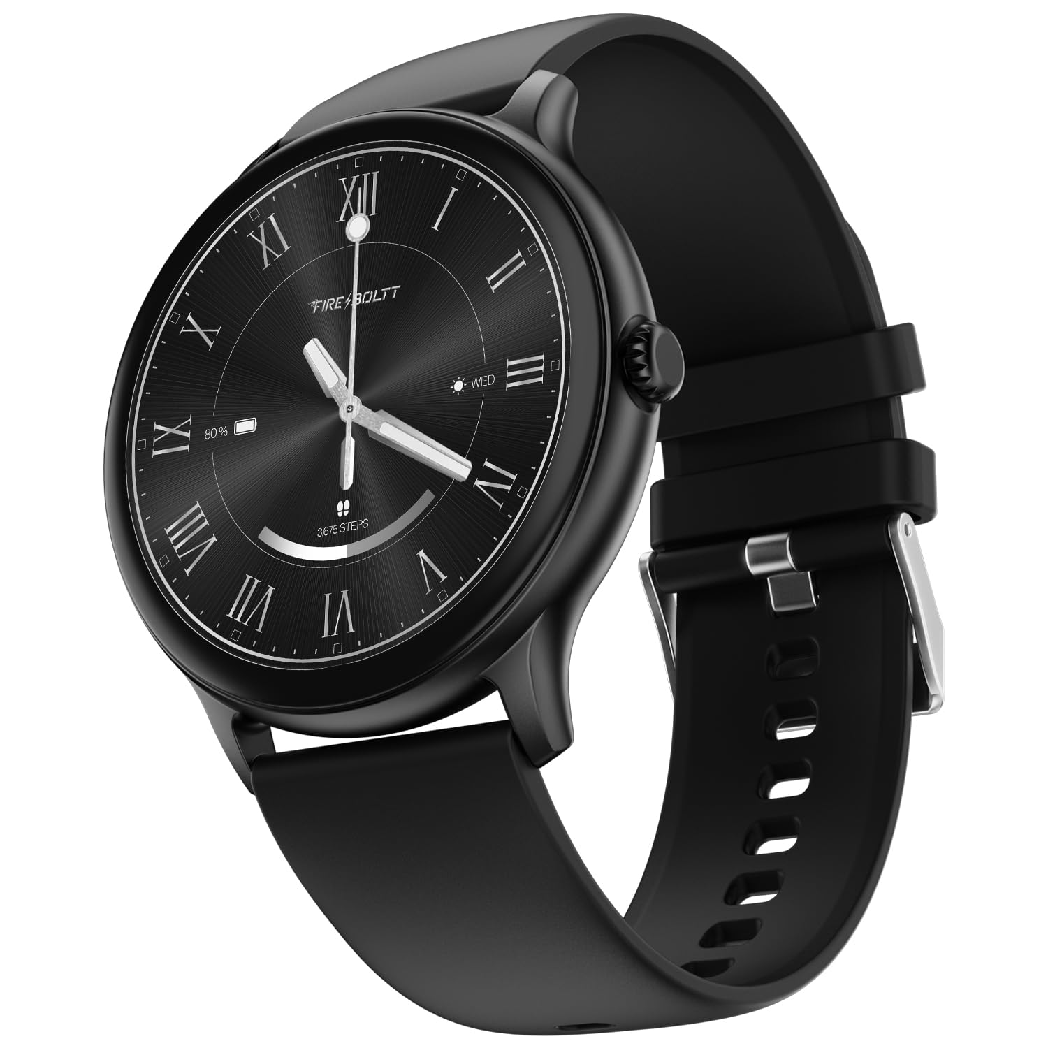 Fire-Boltt Phoenix Round Smart Watch 1.38″ HD Display with Bluetooth Calling, SpO2 & Heart Rate Monitor, 120+ Sports Modes, IP67 Waterproof, Fitness Tracker Smartwatch for Men & Women - Black