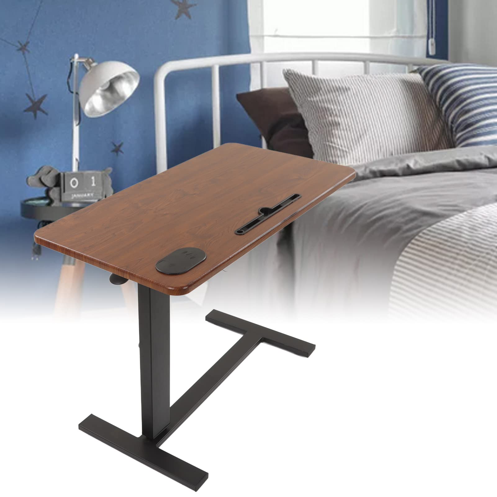 Scrivania Regolabile in Altezza da 85x45cm per Professionisti in Smart Working da Letto e Divano Regolazione Altezza Fluidas Ruote per Movimento Libero Porta USB con Luce e
