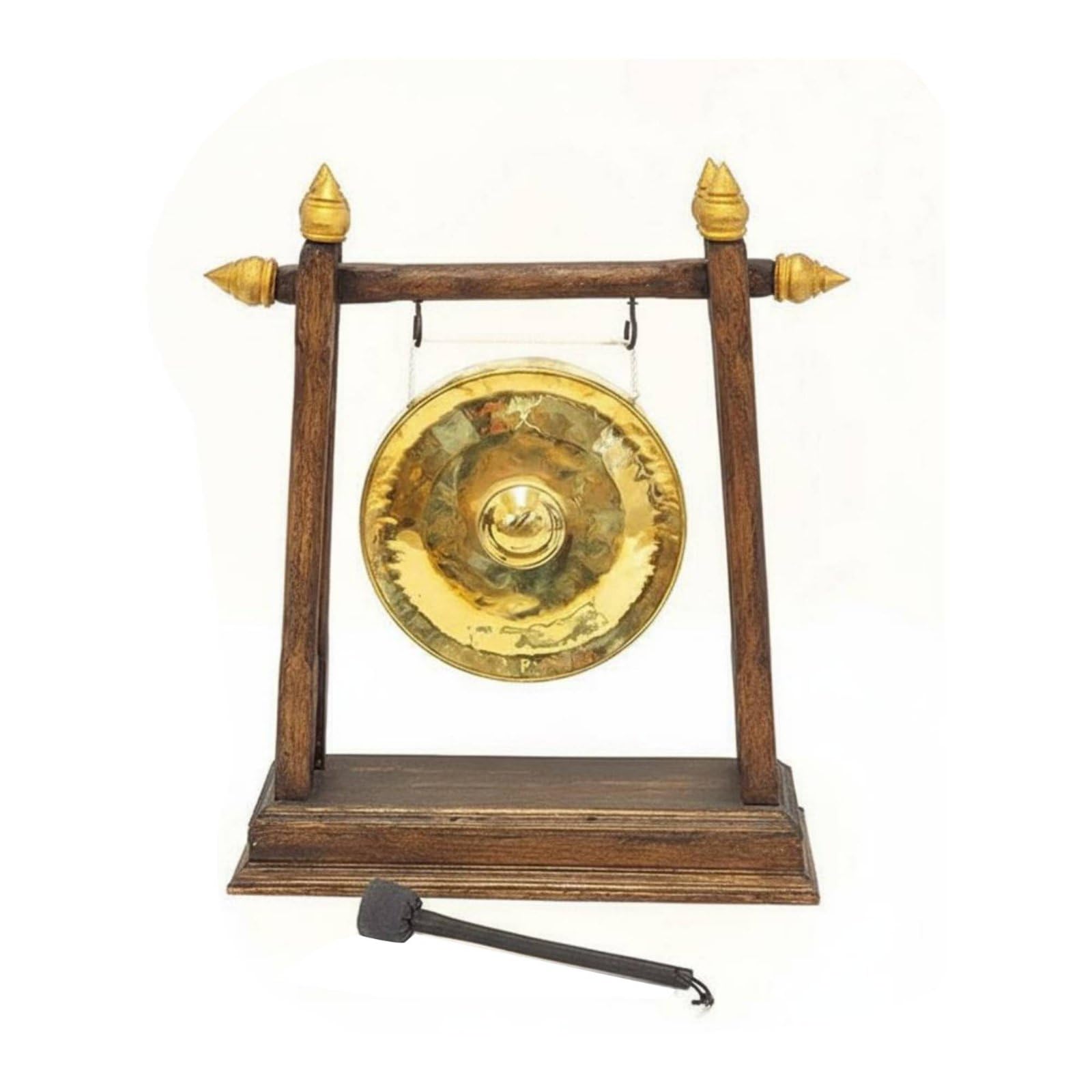 Gong de Aleación Soporte Percusivo Accesorio Decorativo Profundo Adecuado para Relajación Ceremonias Casa Oficina, Artesanía Tailandesa