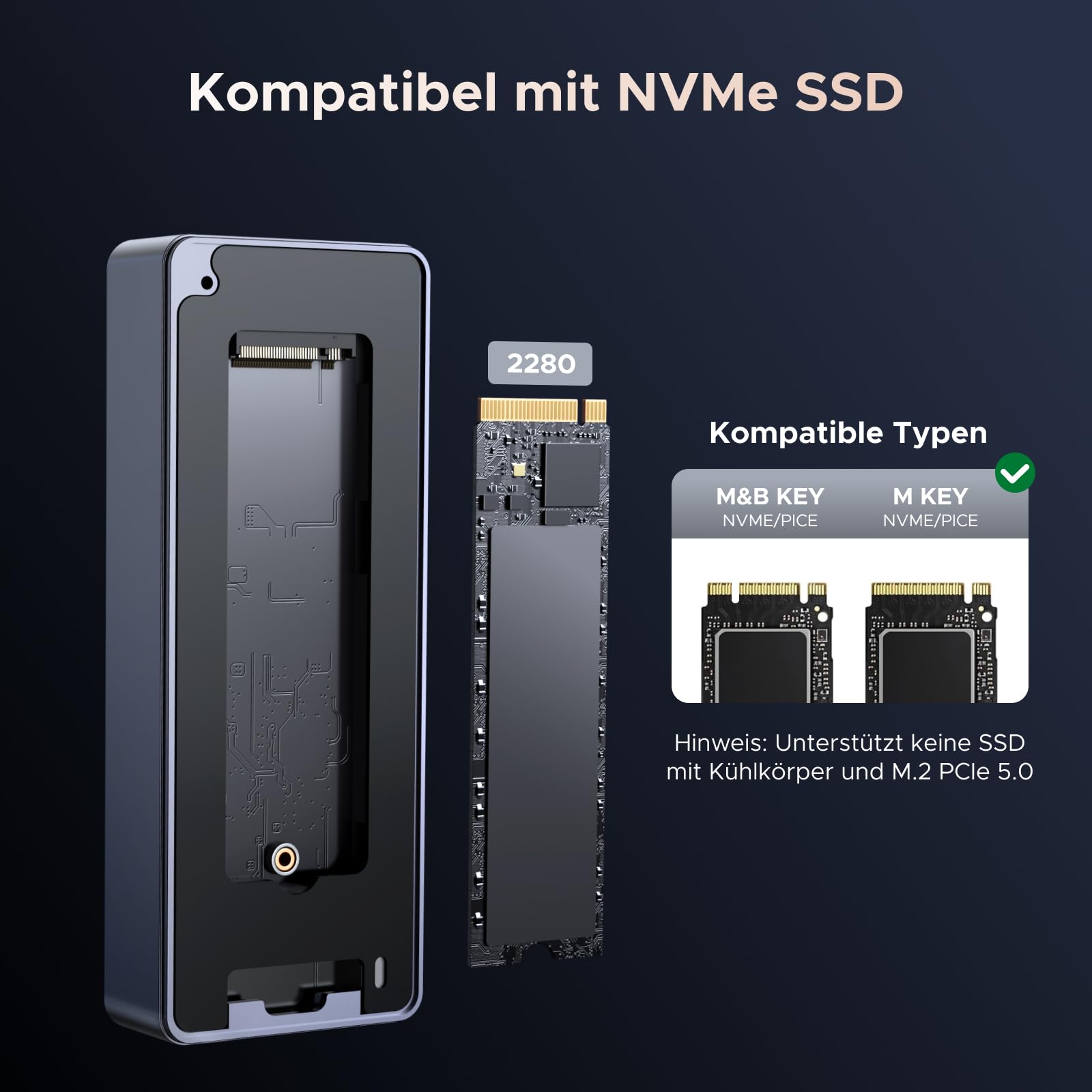UGREEN 80Gbps M2 SSD Gehäuse, NVMe Gehäuse mit Intel JHL9480 chip | NVMe Gehäuse kompatibel mit Thunderbolt 5/4 und USB4 kompatibel mit MacBook Pro M5 Pro/M5 Max, HP Celeron N4120, Mac mini M4