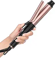 Mini modelador de cachos de 2,5 cm, varinha de cachos adequada para viagens para cabelos curtos, modelador de cabelo portátil com 5 configurações de calor