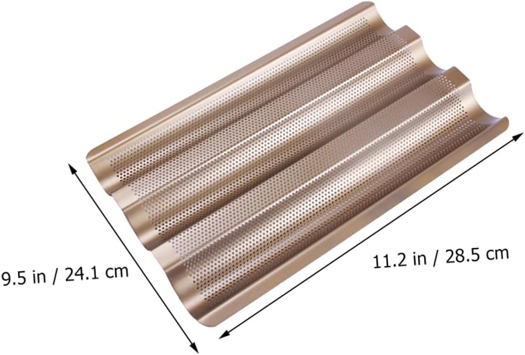 2Pcs Non-stick Carbon Steel Bread Bakeware Three-slot Long Loaf Mold for Oven Baking Loaf Pans Kitchen Tool for DIY Cake and Bread Making
