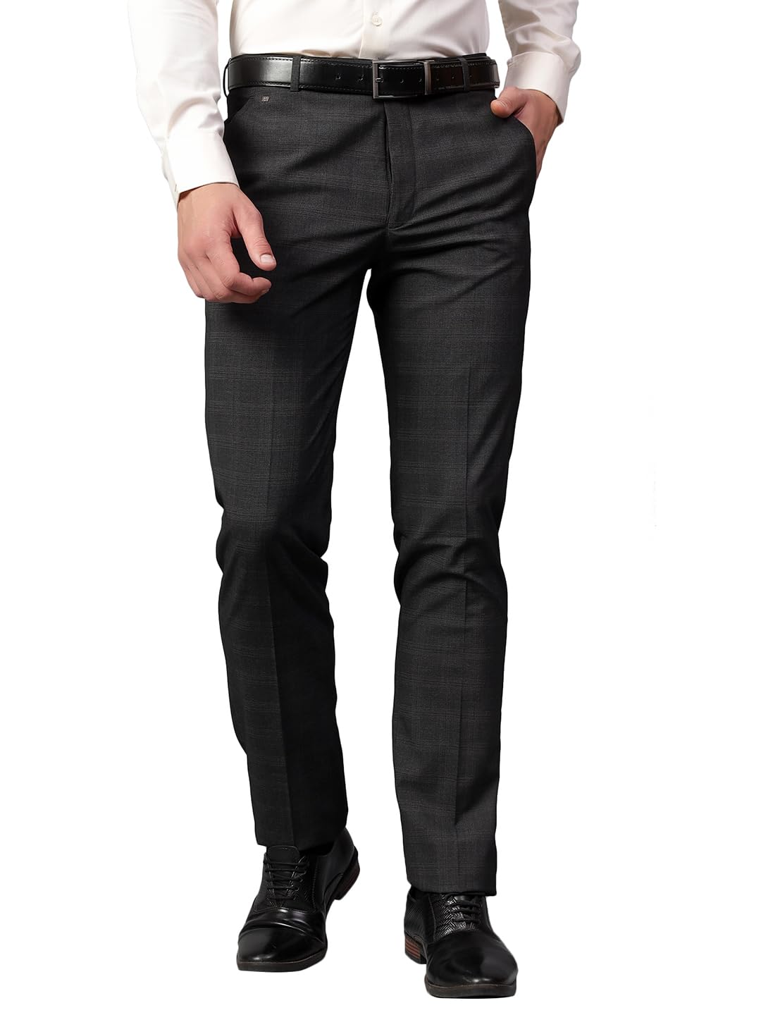 cantabil Men Checkered Non Pleated Regular Fit Mid Rise Formal Trousers for Men | Formal Pants for Men | Formal Wear Regular Fit Trousers for Men (P_MTRF00188)-picture-19