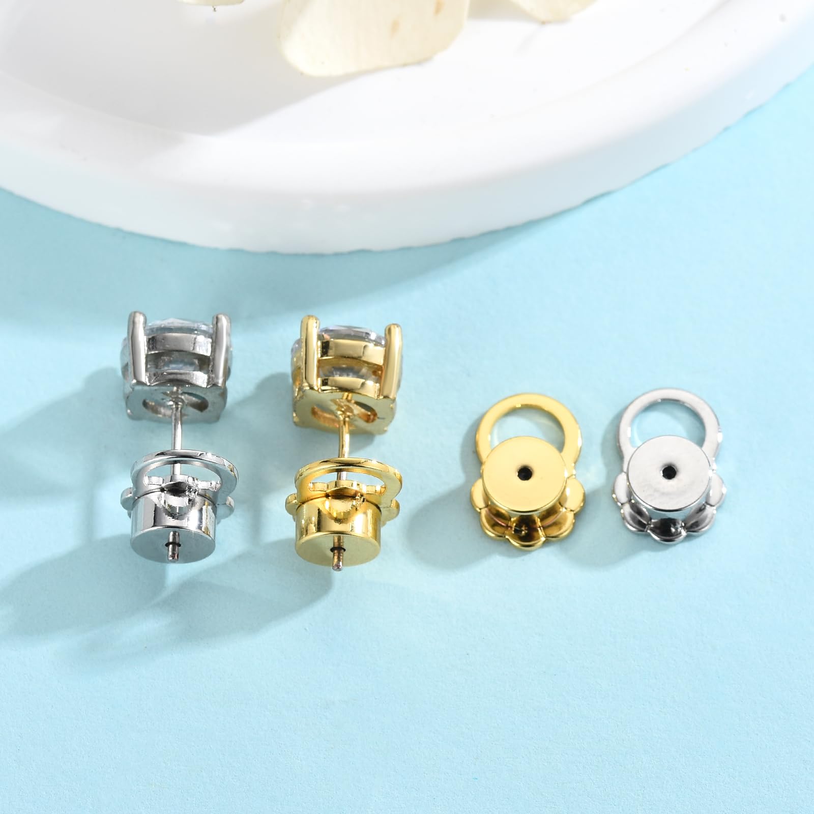 JIACHARMED Silicone Earring Backs For Droopy Ears - 18K Gold Plated, Clear Lifters For Heavy Studs, 6pcs