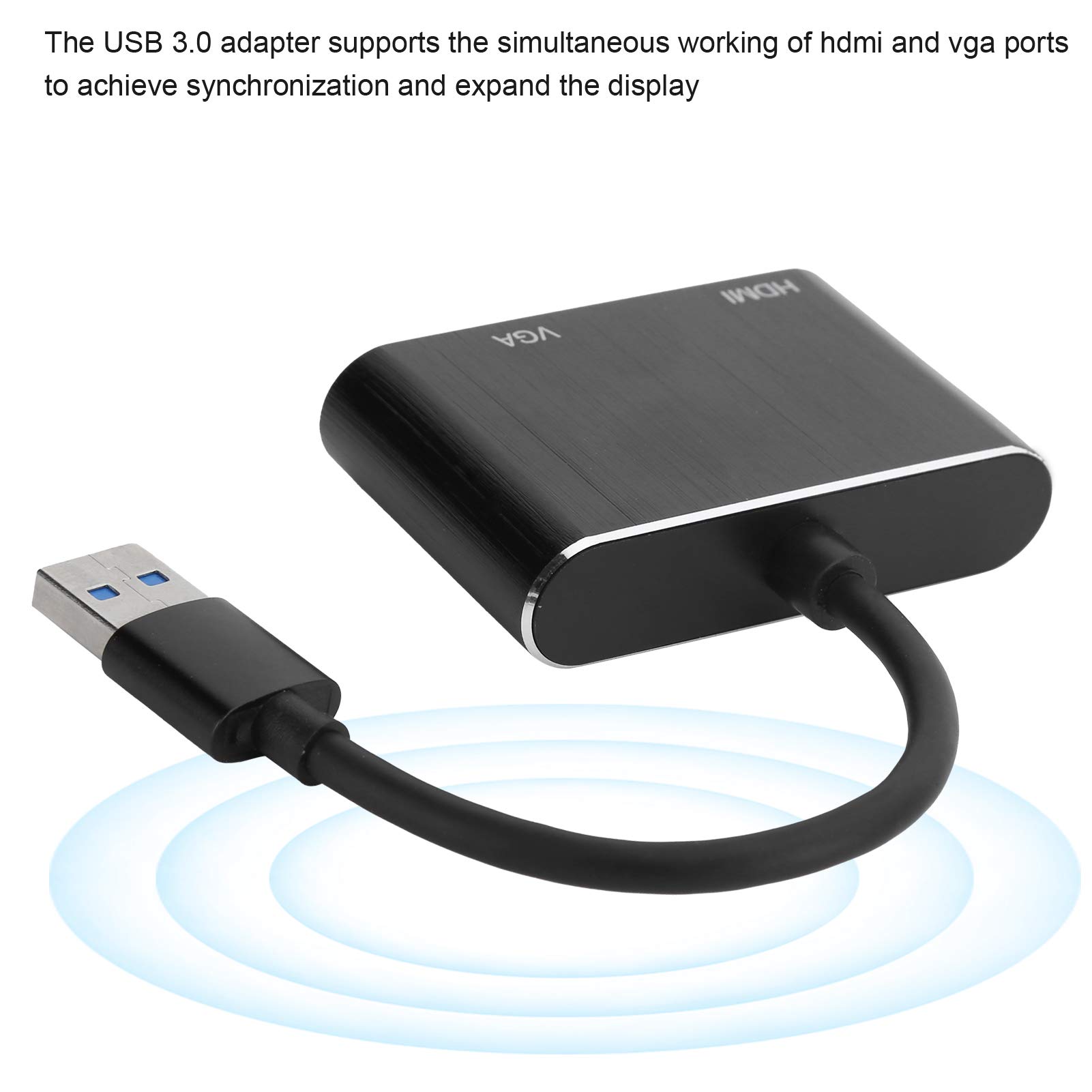 Adapter USB na HDMI VGA, Konwerter USB 3.0 na HDMI 1920 X 1080P, żeński Adapter Wideo 5 Gb/s USB na HDMI i VGA, Plug and Play