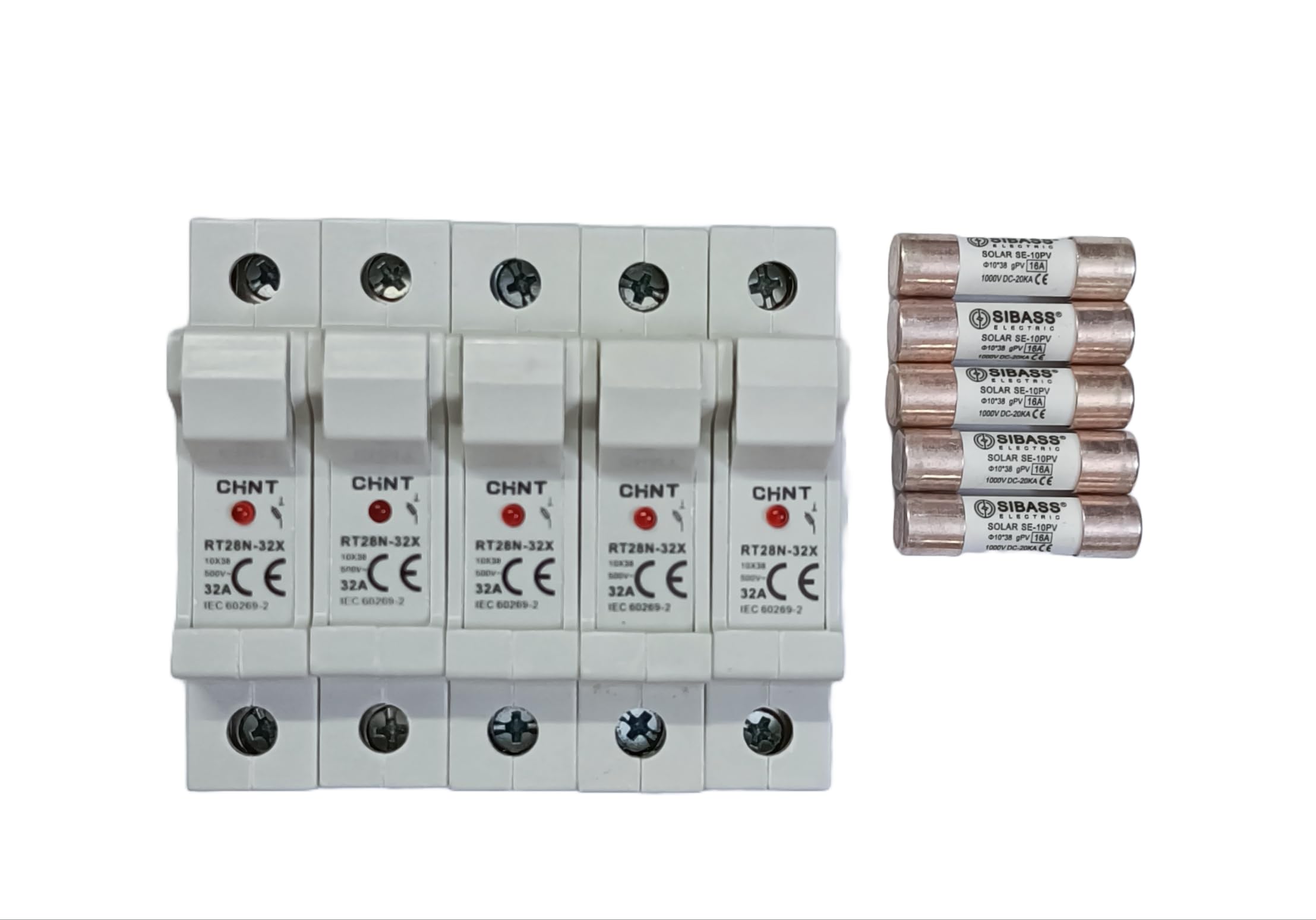 CHINT 500V 32A Fuse Holder with Indicator and DC 1000V 16A SIBASS Fuse - 5 Set-image-35