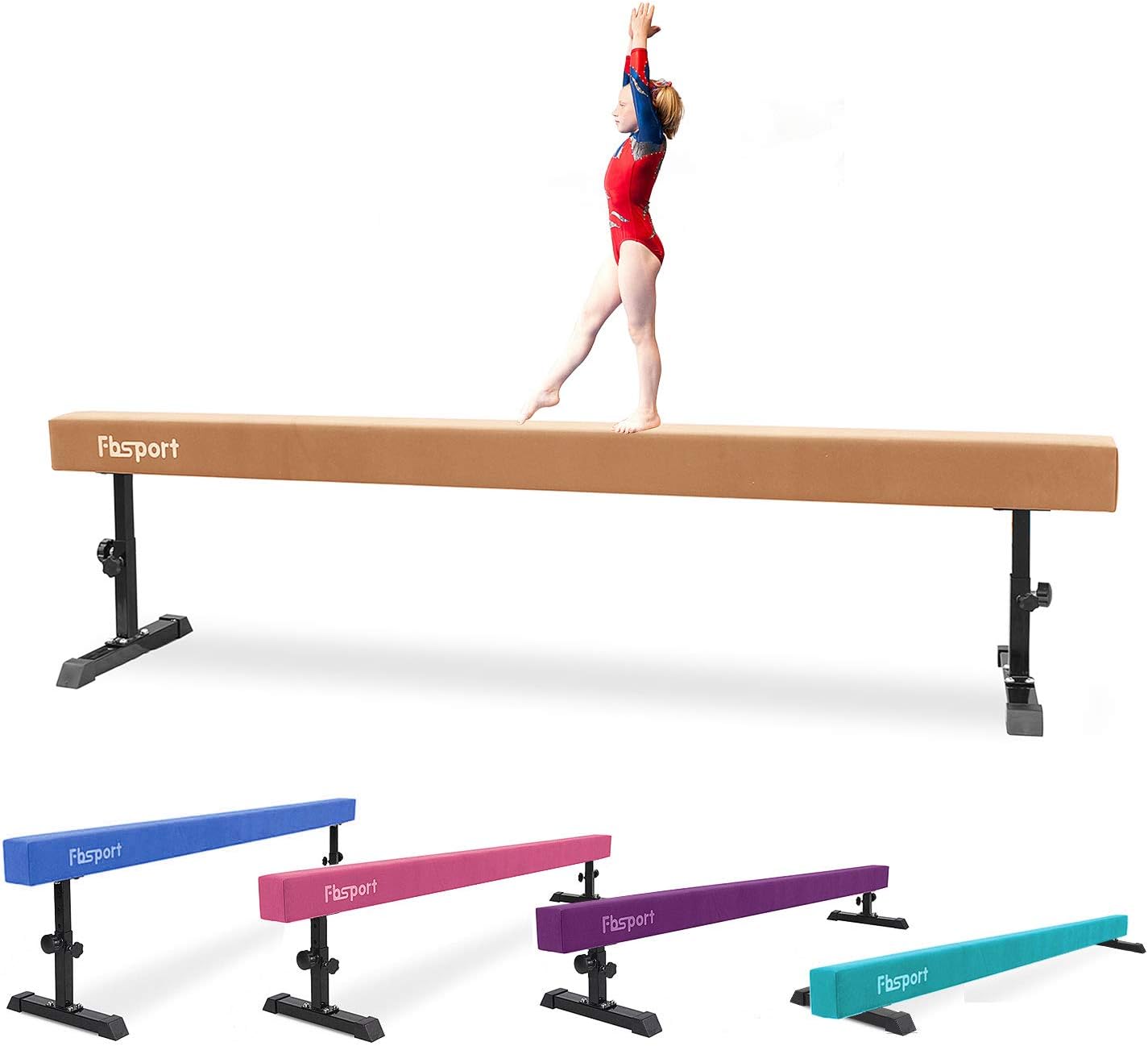 FBSPORT 8ft Adjustable Balance Beam High and Low Floor Beam Gymnastics Equipment