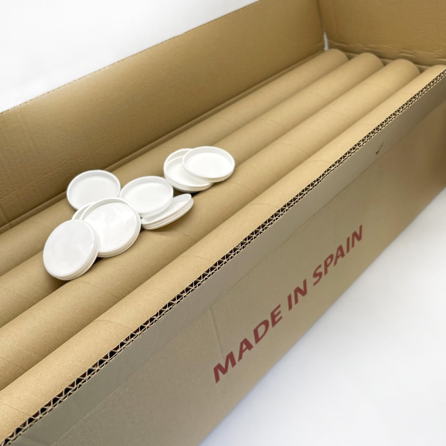 PATRONESMUJER 12 TUBOS DE CARTÓN RECICLADO PARA ENVÍO CON TAPAS DE PLÁSTICO. (95CM X 70MM)