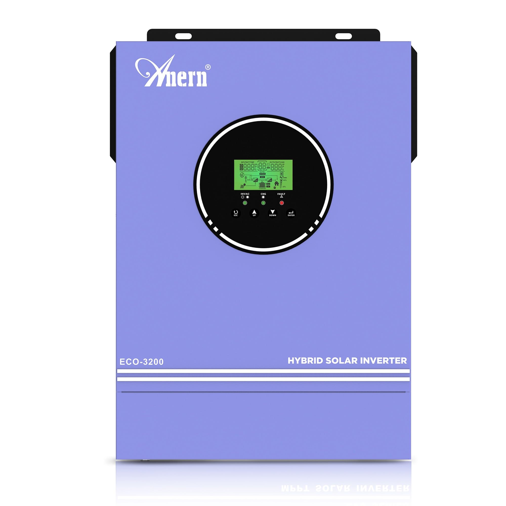 Anern Inverter ibrido da 3200W 24V DC a 220 V/230 V AC con regolatore solare 80A, ingresso PV max.400V, Inverter Fotovoltaico funzionamento con batterie al piombo da 24 V e al litio