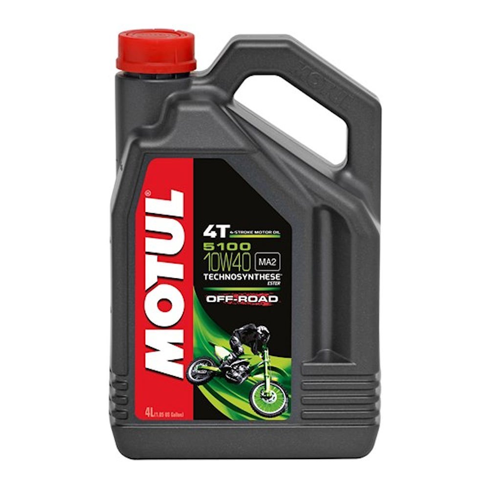 Motul - Aceite 5100 todoterreno, 10W40 de 4 tiempos para motocicletas Trial y Enduro, botella de 4 litros