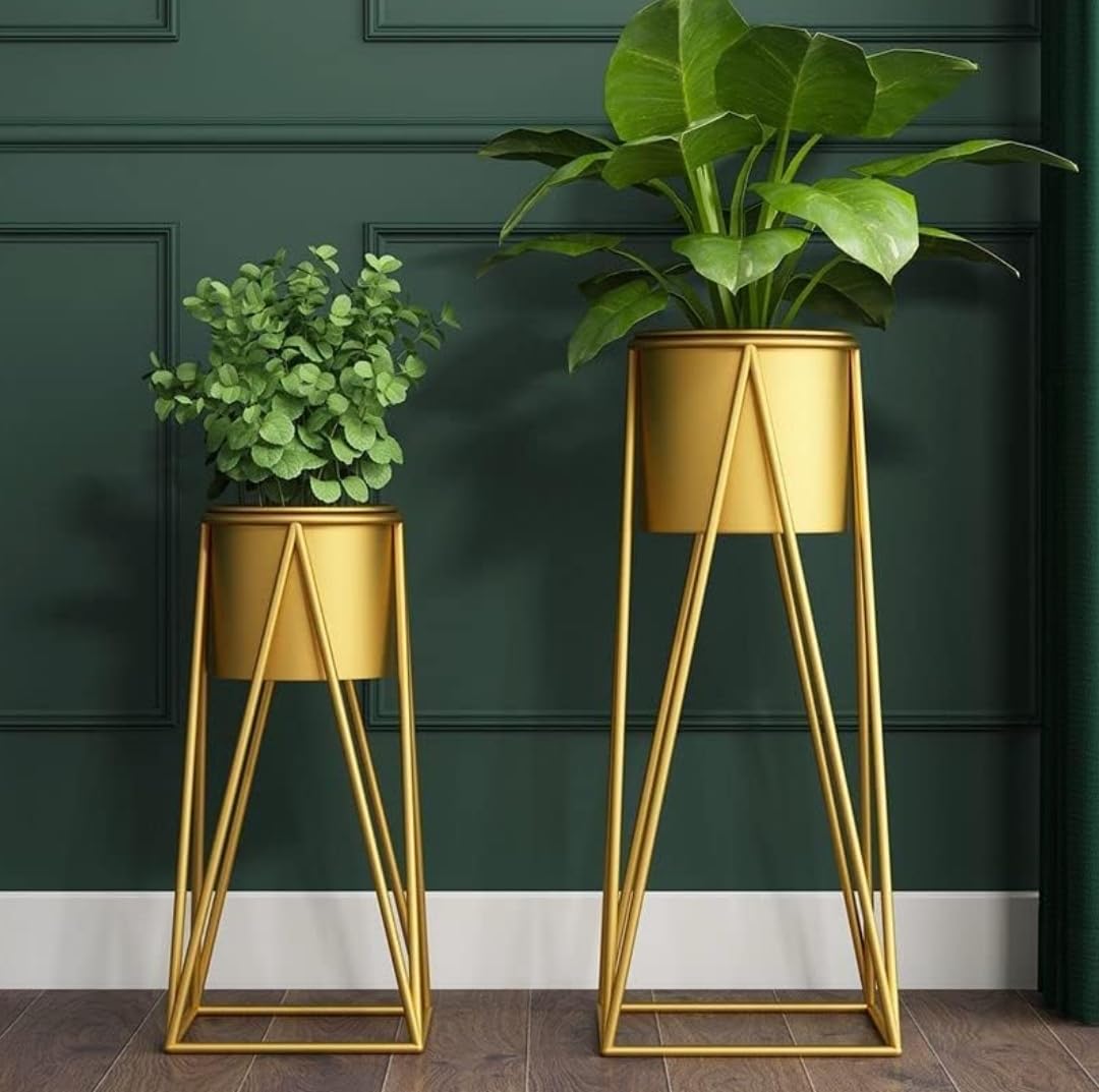 Neumark Metal Tall Gold Planter with Gold Stand Tall Modern Plant Stands Indoor Outdoor Decoration Potted with Pot 50+70 cm Tall Pack of 2 ( Gold, Standard) (B07YN15GHB) Amazon Price History, Amazon Price Tracker