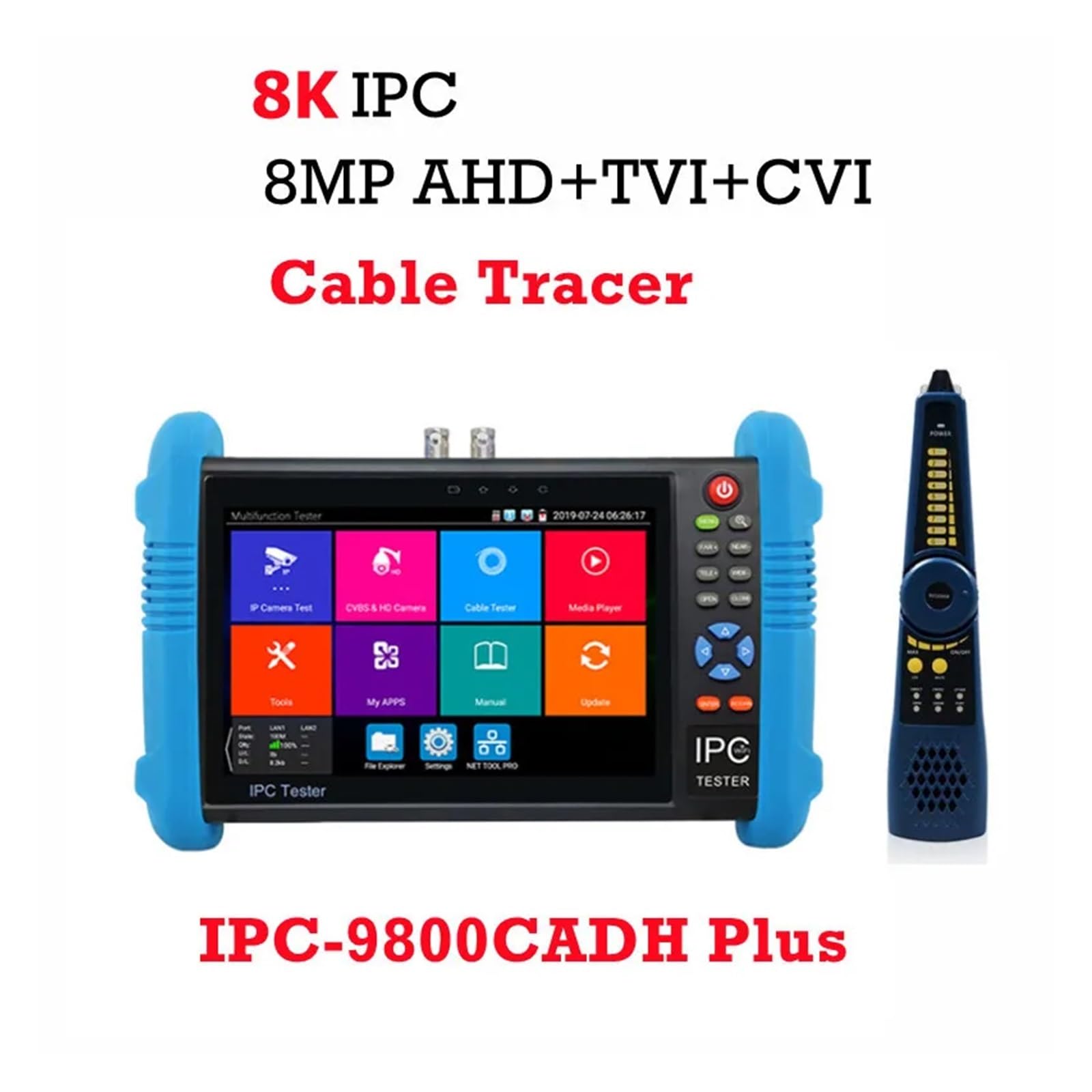 ester per CCTV, IPC-9800 Tester For Telecamere CCTV 8MP AHD TVI SDI CVI 8K IPC Con VGA PoE 7in RJ45 Cavo TDR Test UTP Tracer(IPC9800ADHS Pro)
