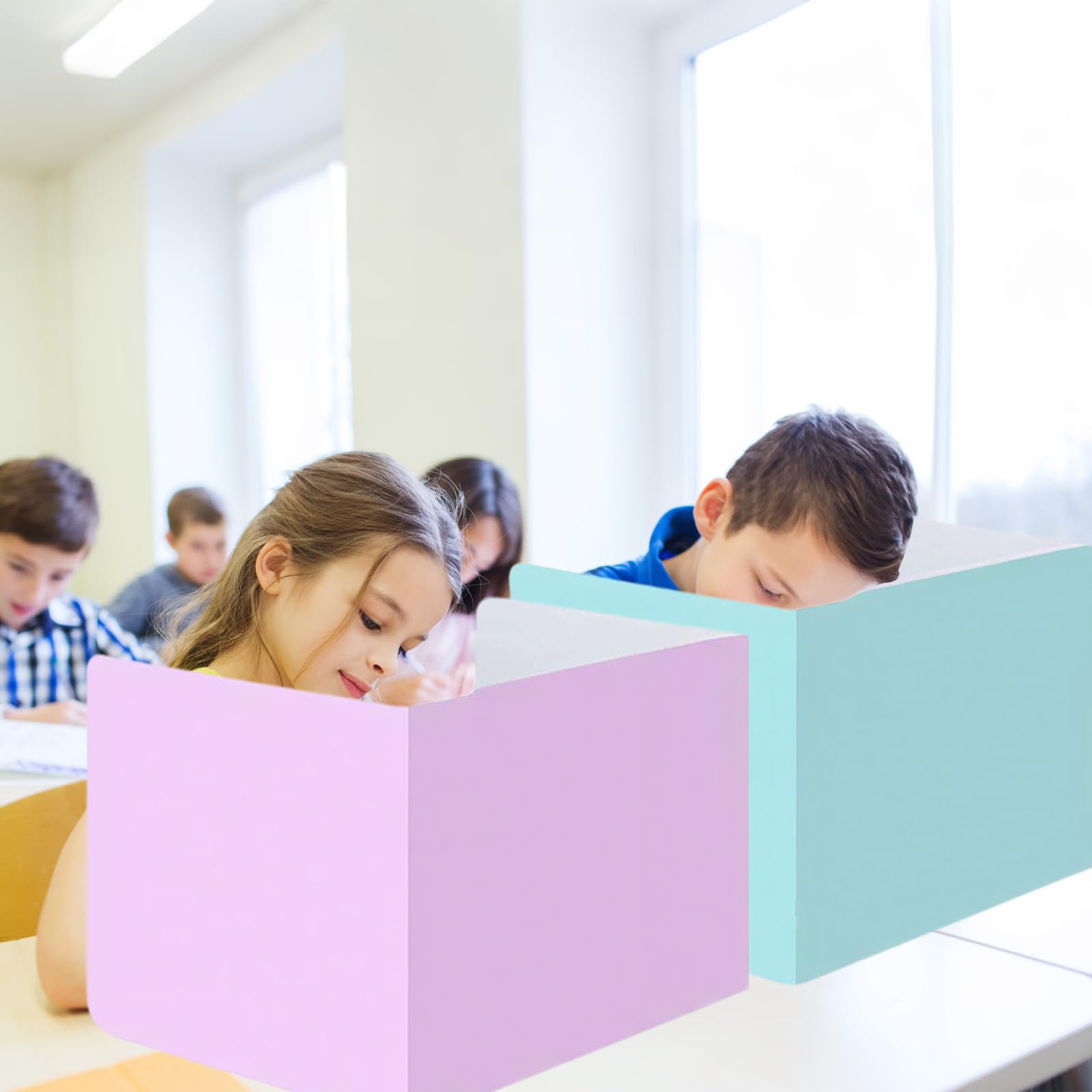 Foonary Lot de 5 cloisons de séparation de bureau portables en forme de U - Séparateur de bureau pliable pour bureau d'étude, école, bureau et bibliothèque