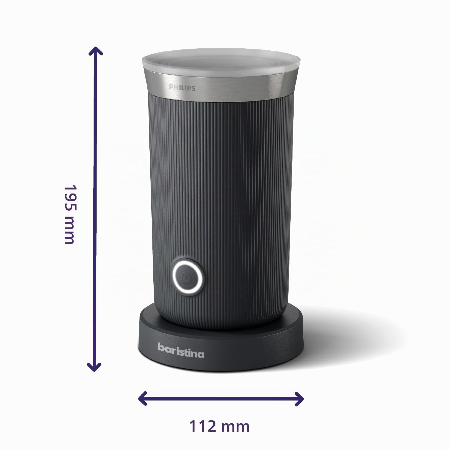 PHILIPS Baristina Espressomaschine und Milchaufschäumer Paket – Automatisches Mahlen, Tampen & Brühen, 16 Bar, Kaffeemaschine mit Mahlwerk & Siebträger, leichte Reinigung, Schwarzgrau (BAR303/60)