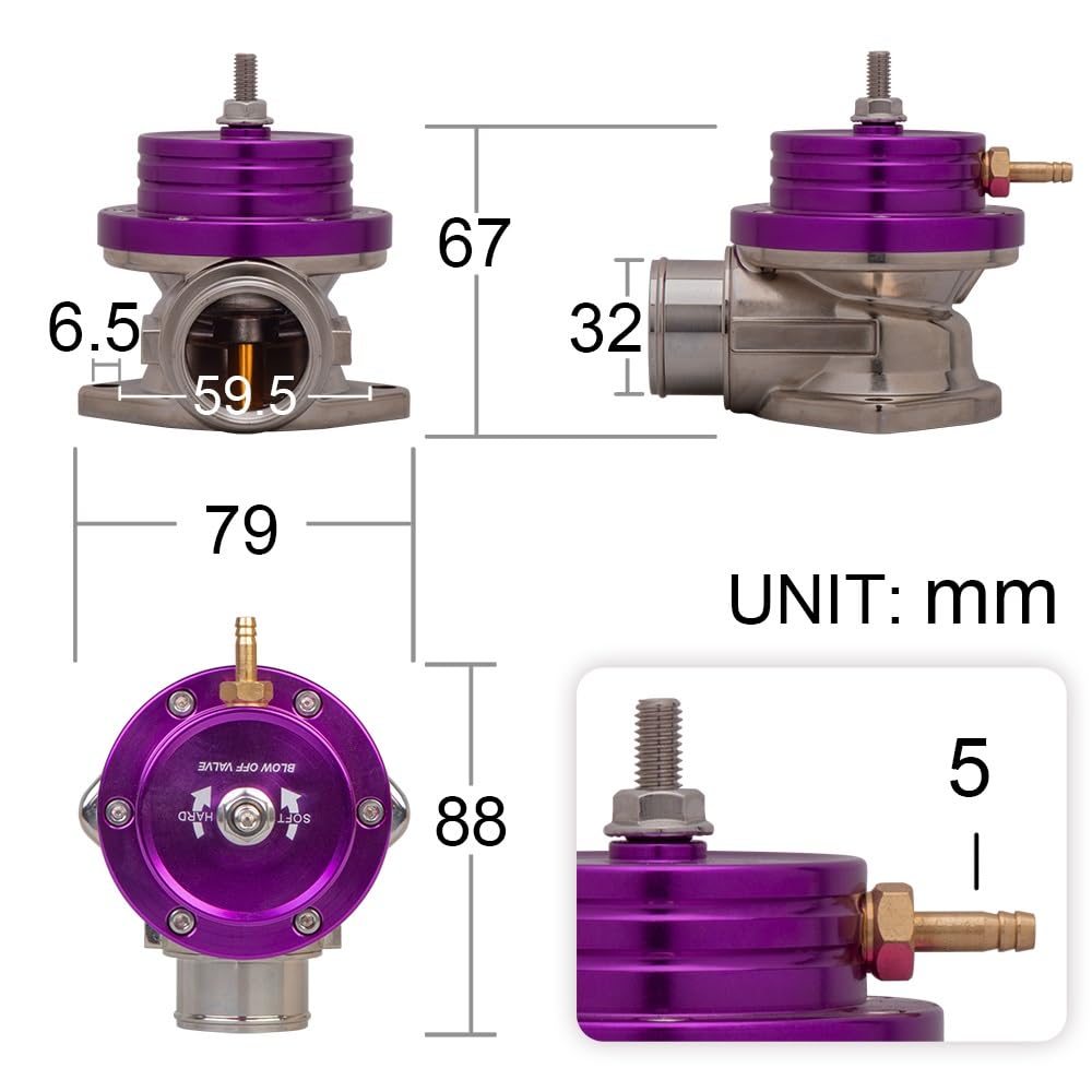 Variabile VVT ​​Elettrovalvola Valvola di Scarico Turbo Universale Tipo S. Adattatore Regolabile per Scarico/sfiato da 25 psi BOV Valvola solenoide‌