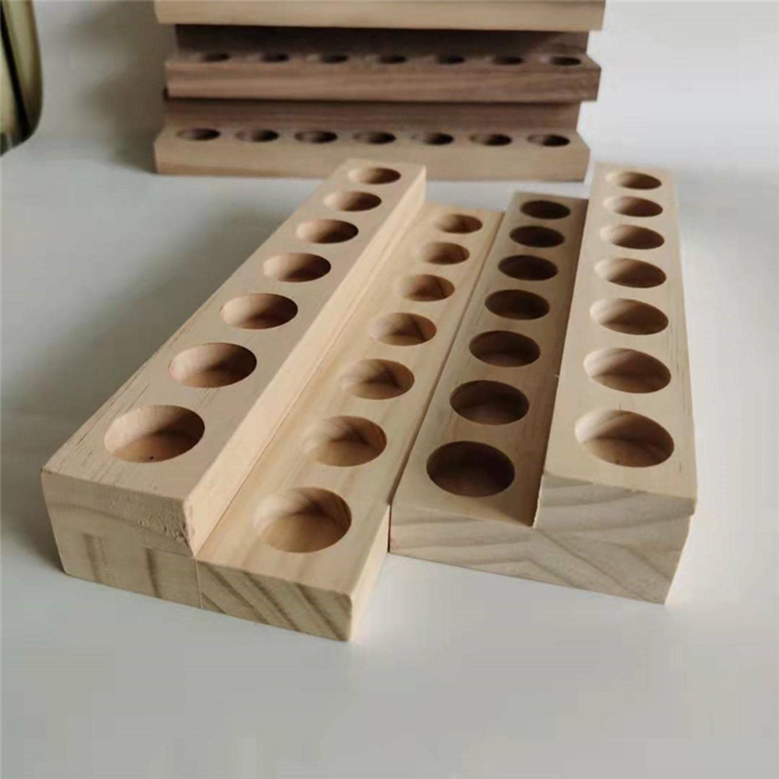 CALANDIS 2-Tier Essential Oil Display Stand 10ml Bottles Storage Rack Shelf Pine Wood-image-5