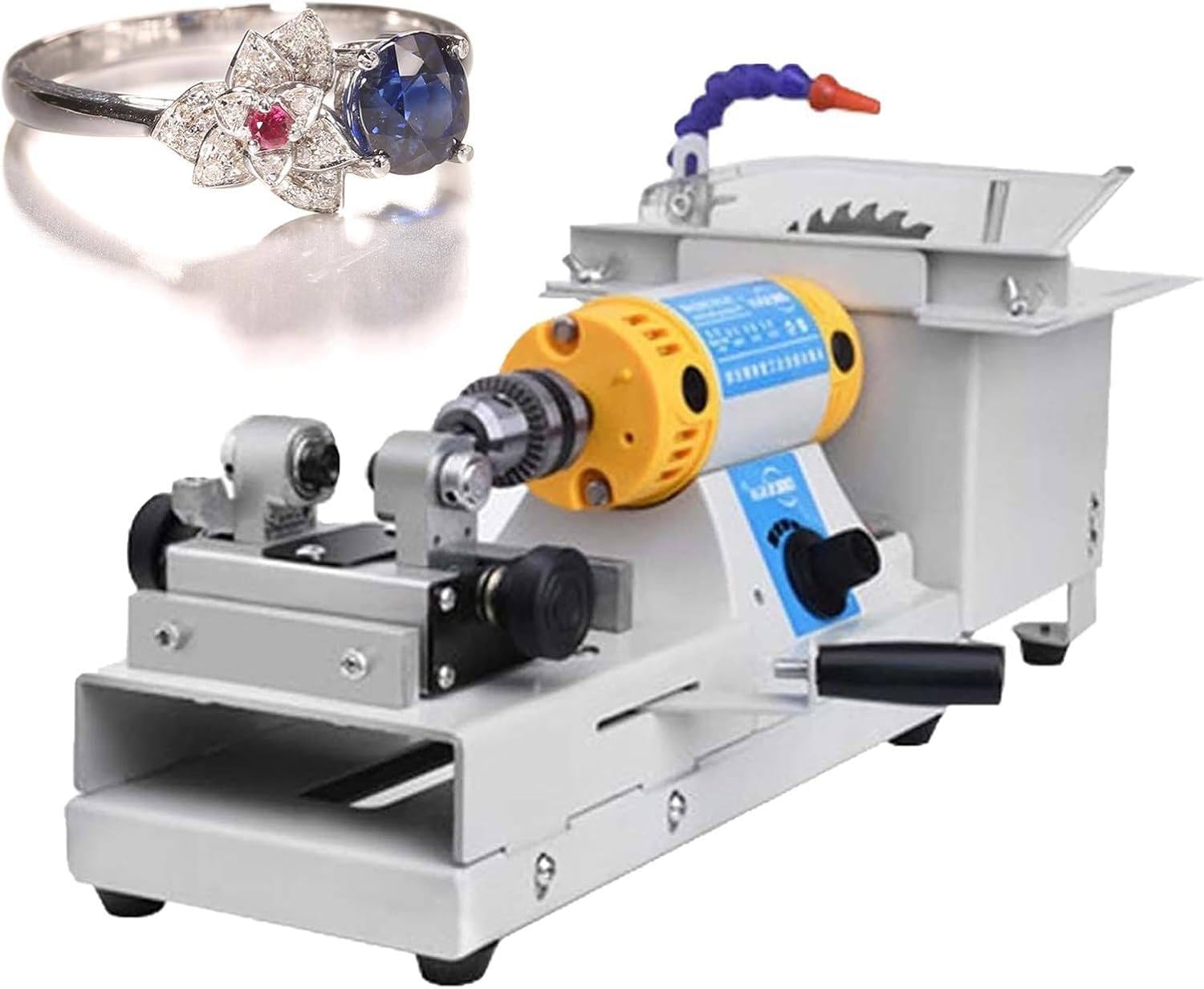 Fjyawen Silver Gemstone Grinding Faceting Machine, Diy Faceted Gem Polishing Machine 800-10000 Rpm Jewelry Polisher, Flat Grinder Lapidary Machine For Cutting, Engraving, Drilling And Grinding