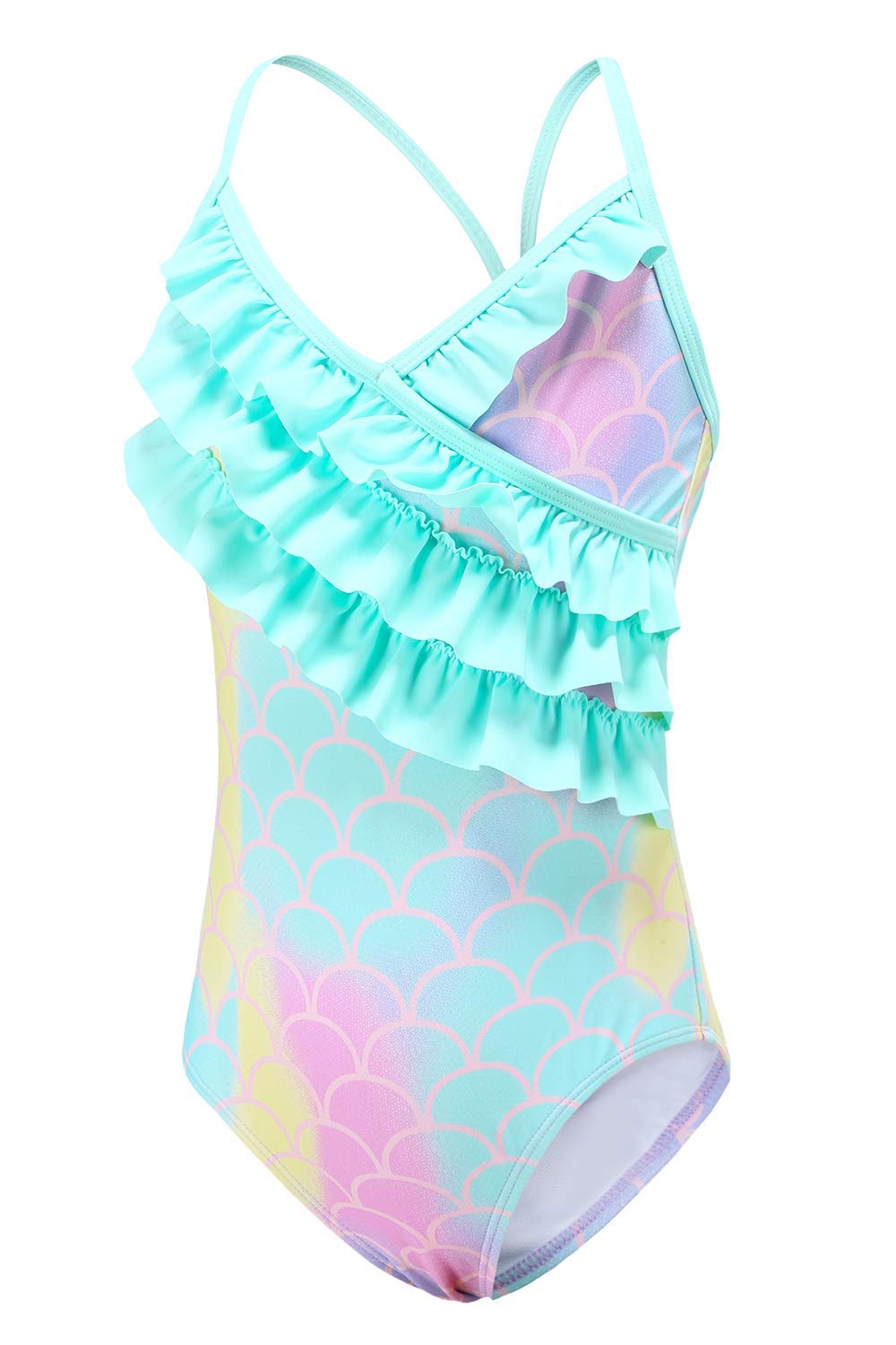 Girls One Piece Swimsuits Mermaid Bathing Suits Summer Swimsuit 2-14 Years