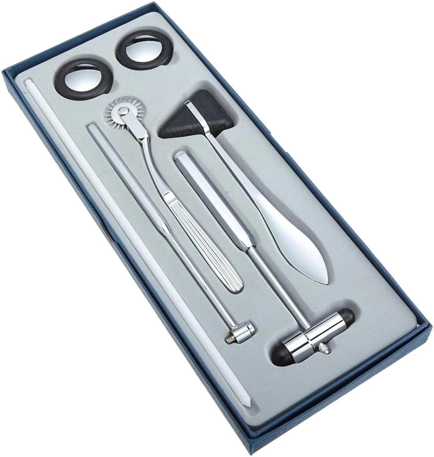 Medizinisches Reflexhammer-Set, 5-teilig, intuitive Testwerkzeuge für neurologische Beurteilung, langlebiges Silber-Finish