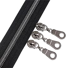 YaHoGa 9 m Schwarze Nickel endlos Reißverschluss Meterware Schwarz Reissverschluss 6mm-Spirale + 25 Nonlock-Zipper (Nickelschwarz Schwarz)