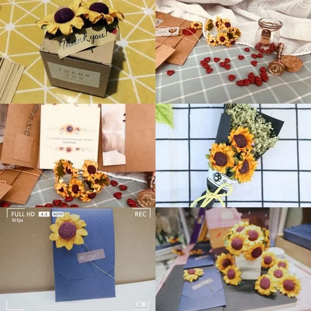 Set 6 Girasoli Artificiali con 3 Fiori Altezza 63,5 cm Giallo