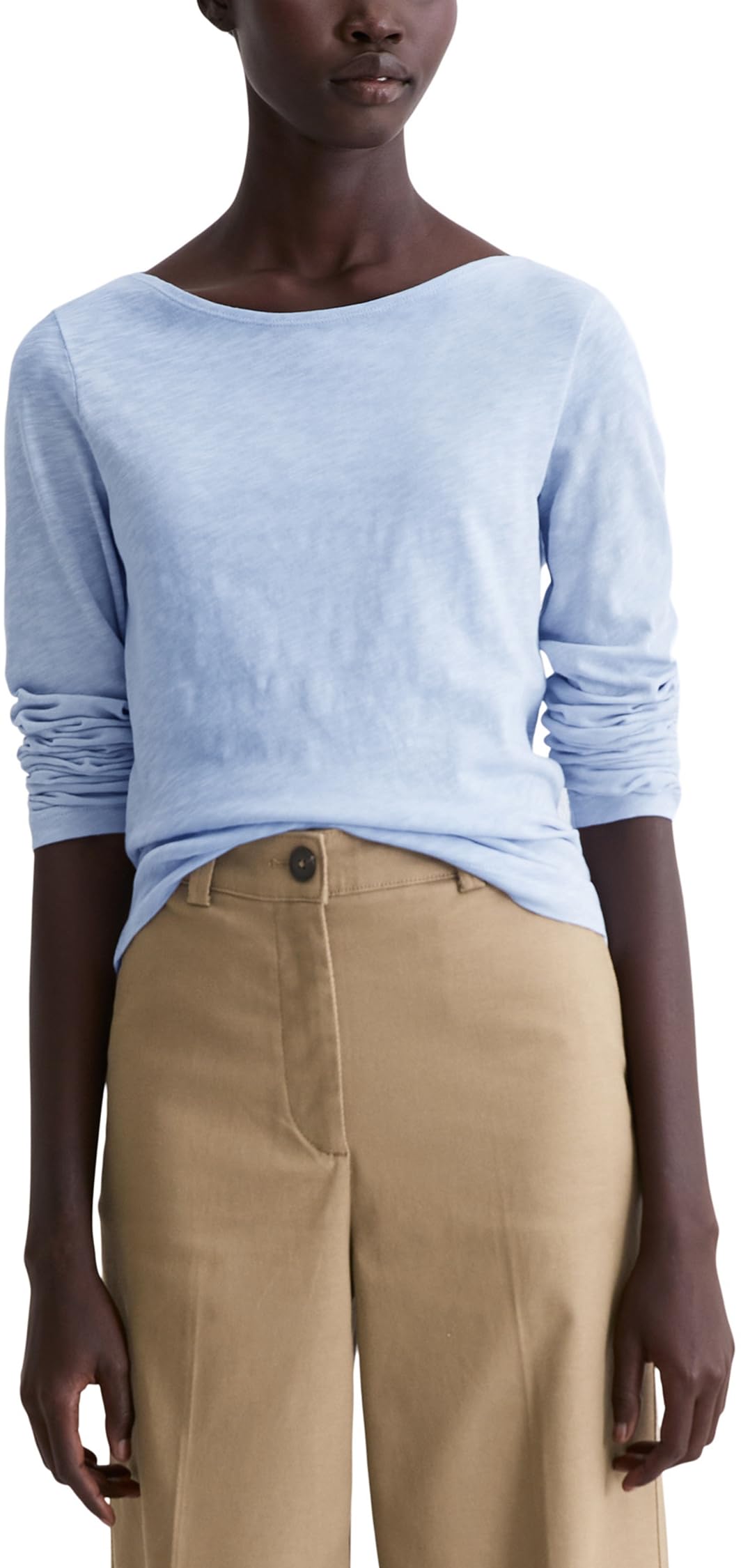 Marc OߴPolo Damen Langarmshirt aus Bio-Baumwolle mit U-Boot-Ausschnitt