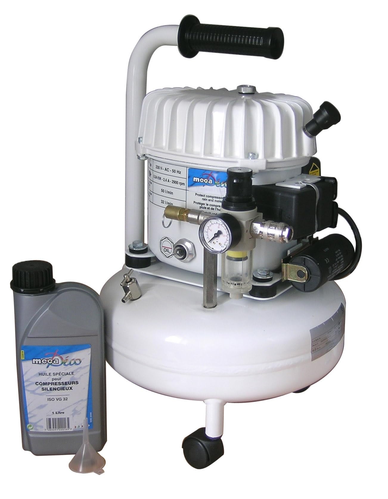 MECAFER Compresseur d'air Compresseur silencieux 9 litres